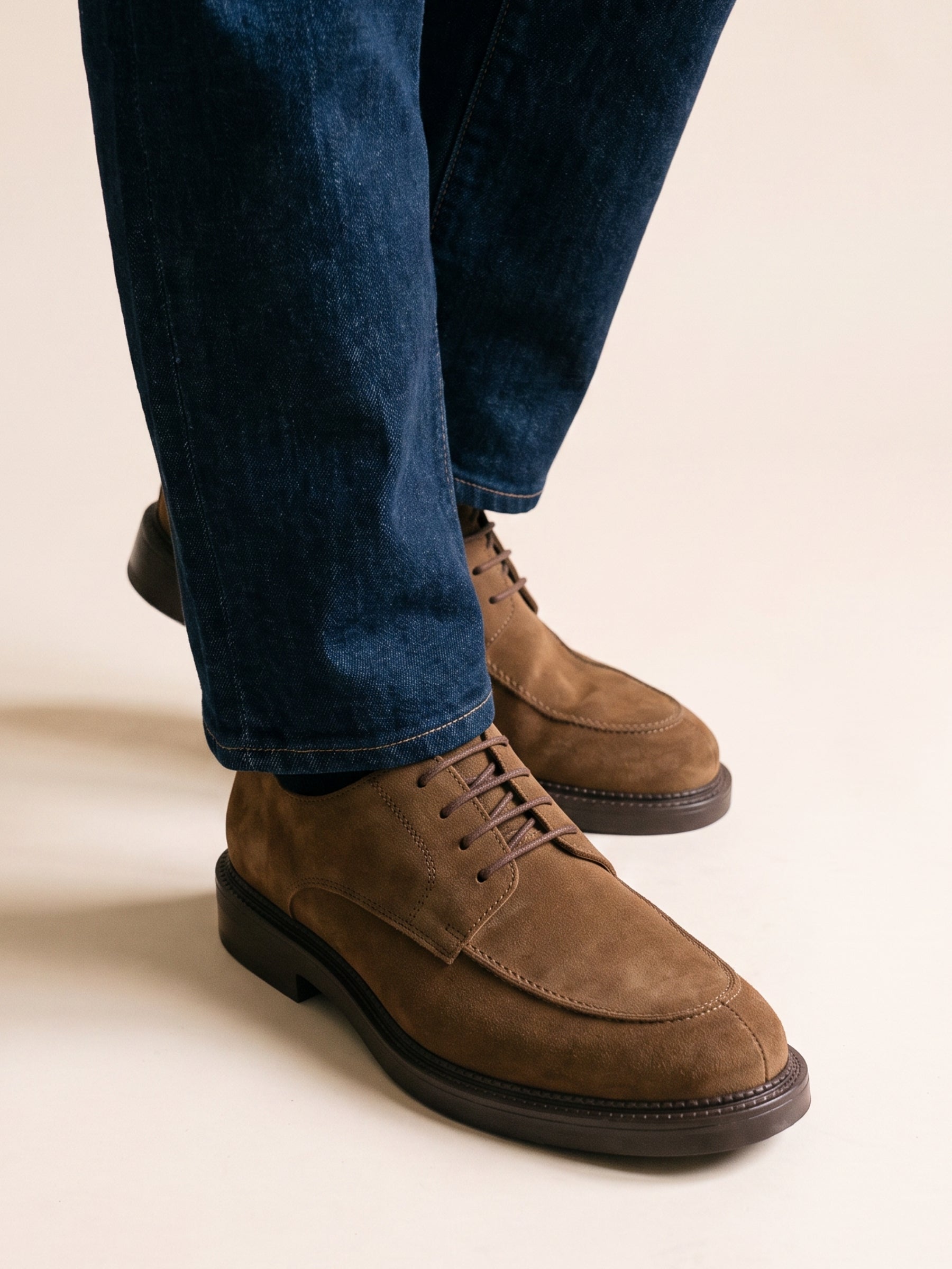 derbies gomme cuir daim cognac homme JULES & JENN