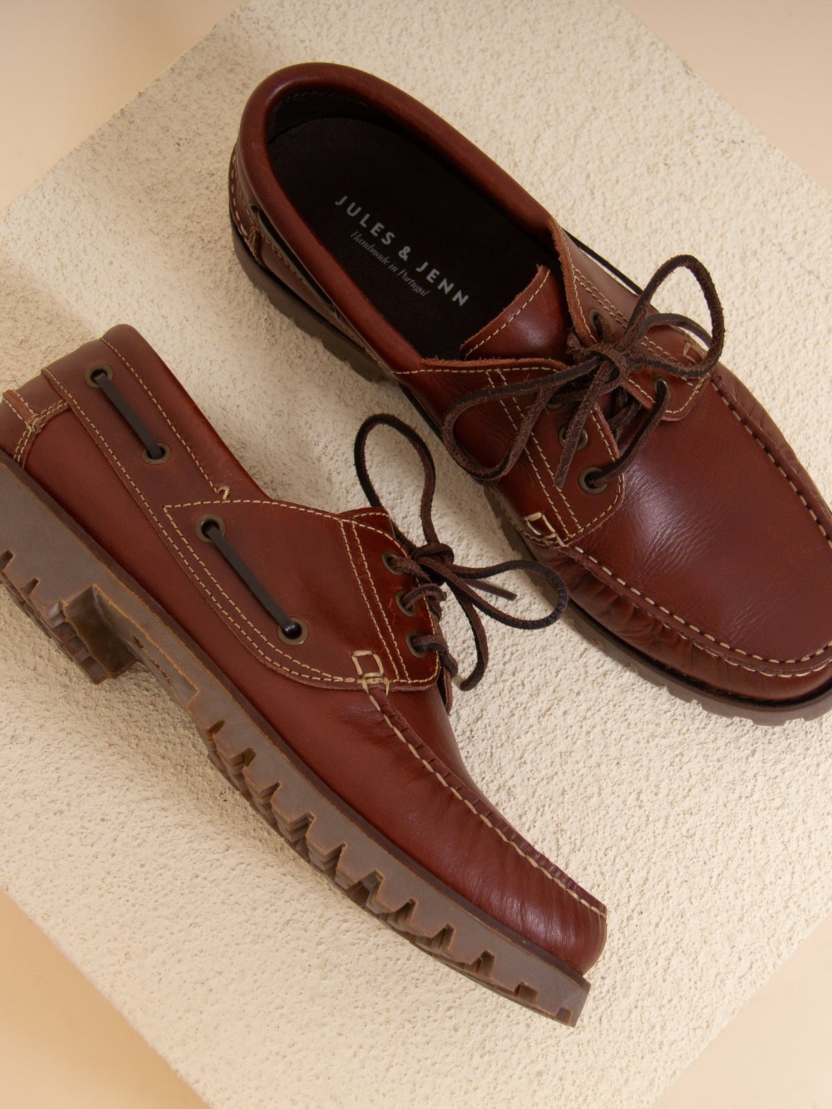 chaussures bateau crampons marron homme JULES & JENN