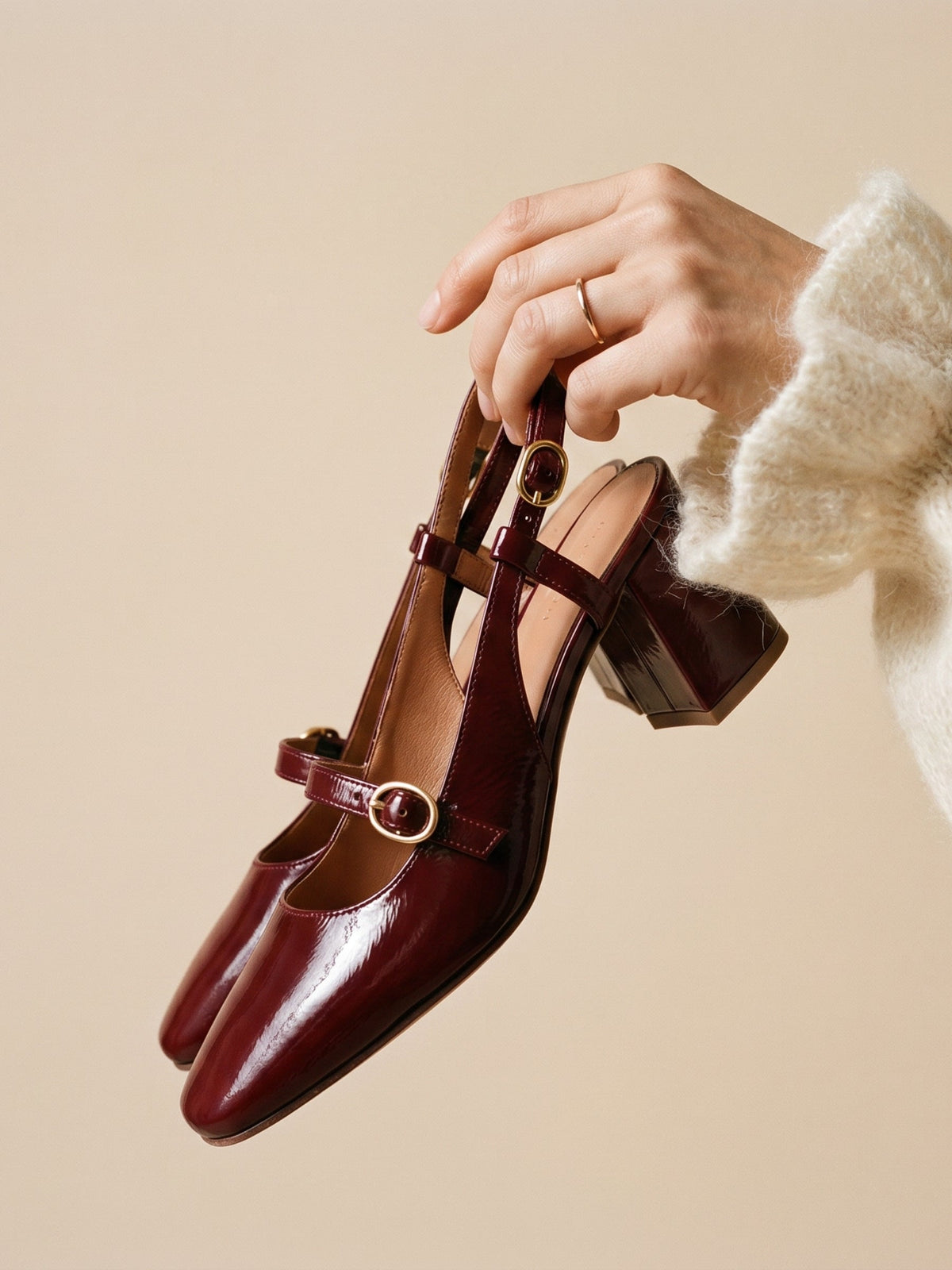 escarpins slingback vernis bordeaux femme JULES & JENN