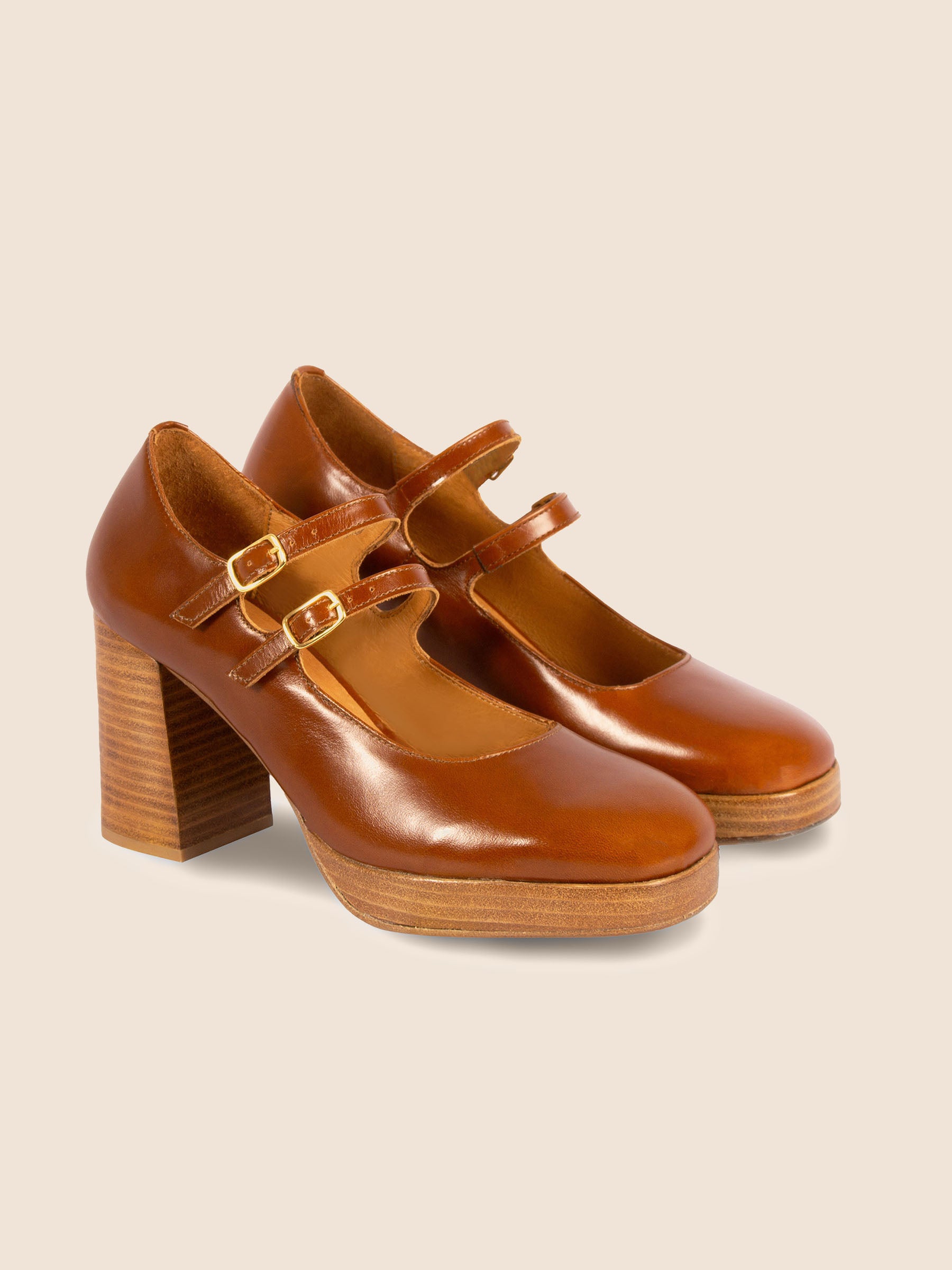 babies plateforme cuir camel jules jenn