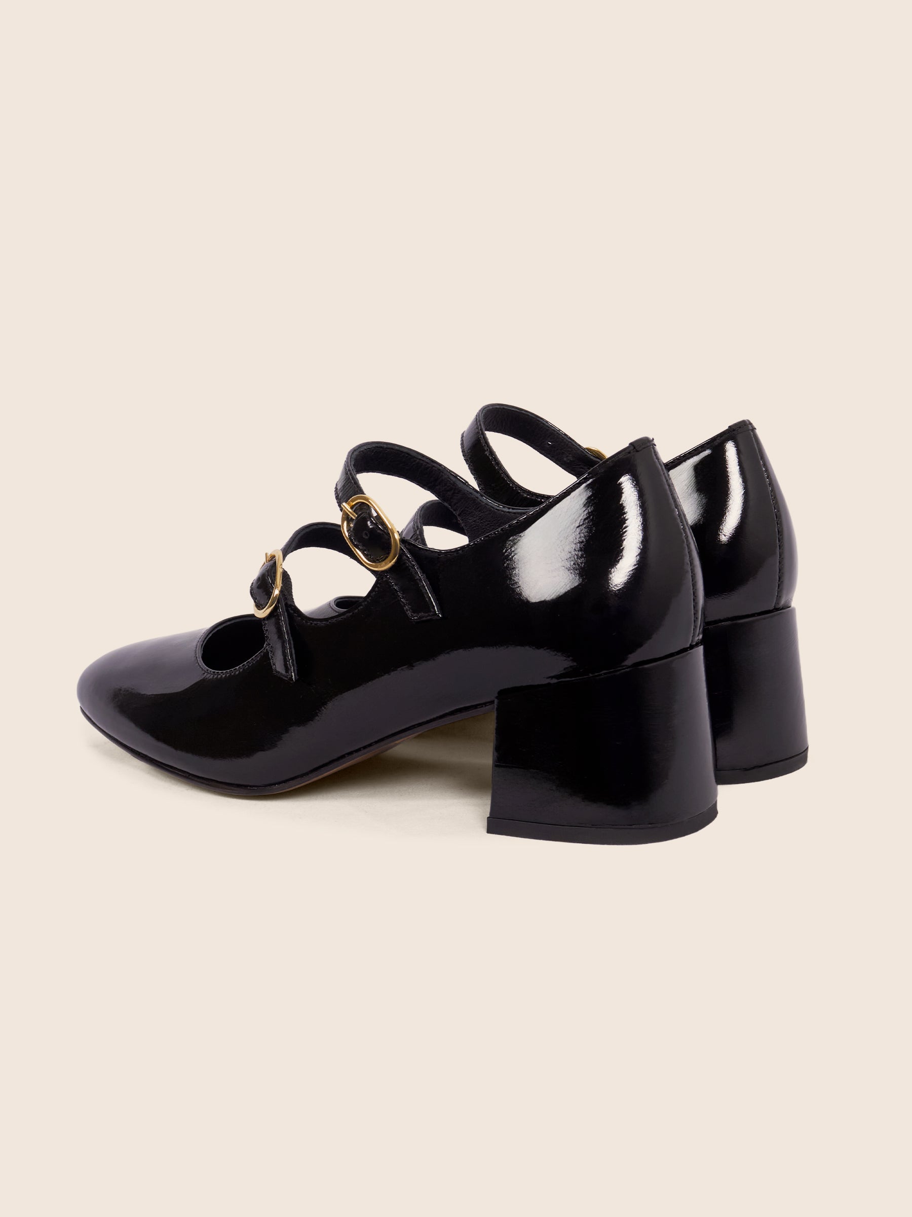 vue arrière babies talon cuir vernis noir jules & jenn