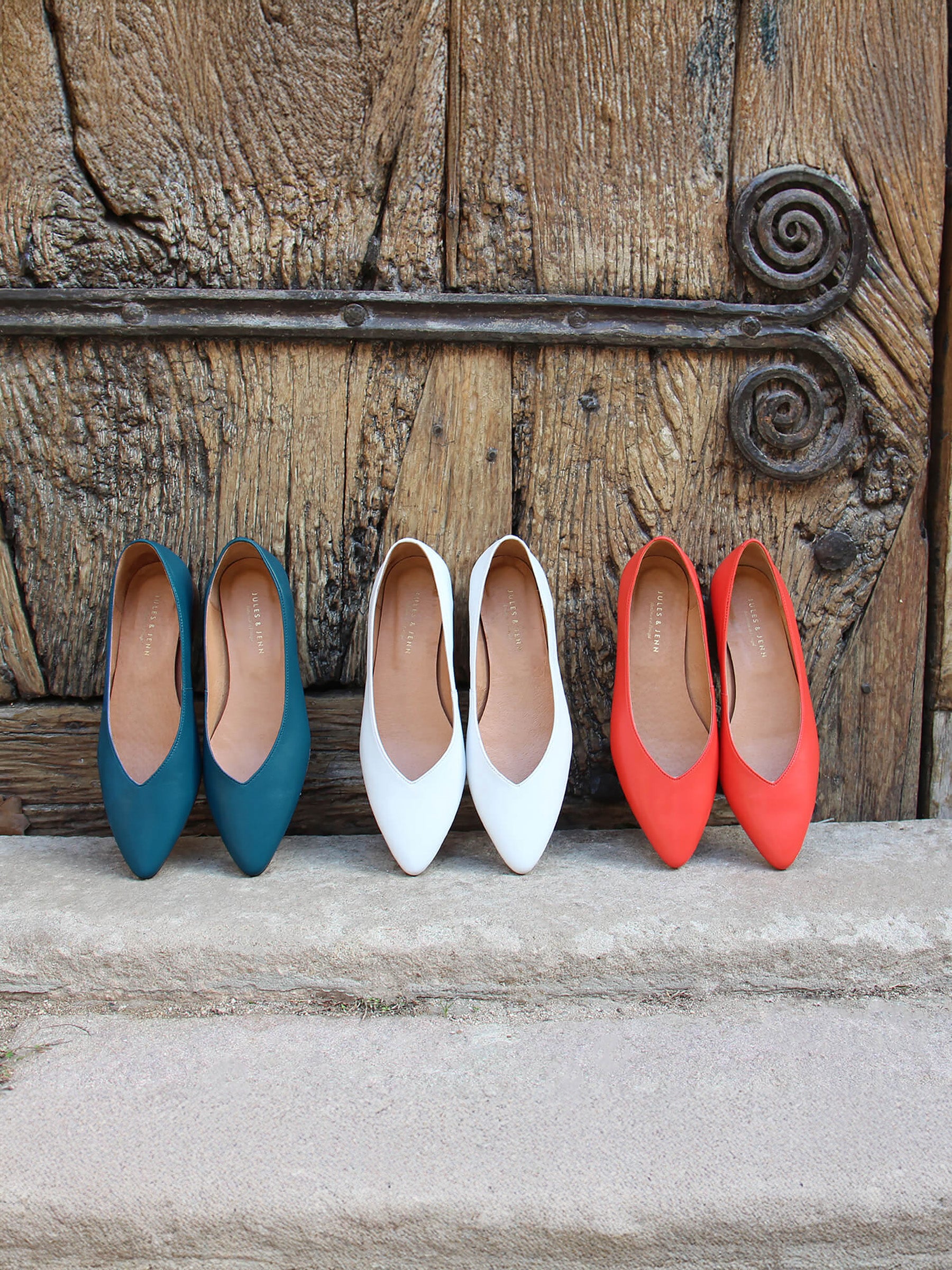 vue posée ballerines cuir bleu jules & jenn