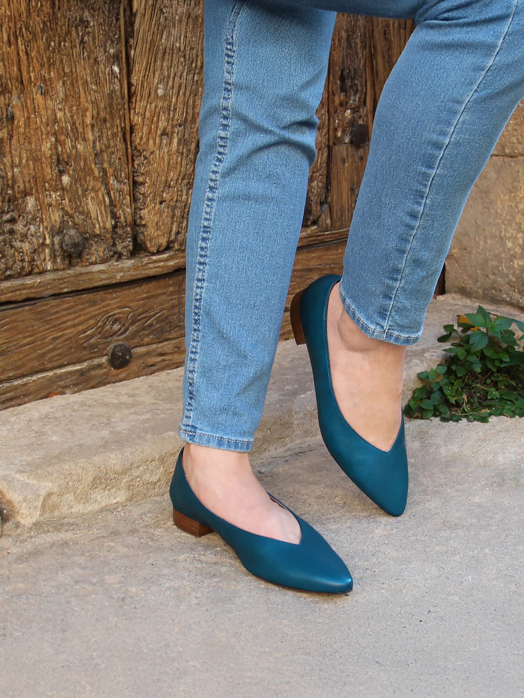 vue portée ballerines cuir bleu jules & jenn