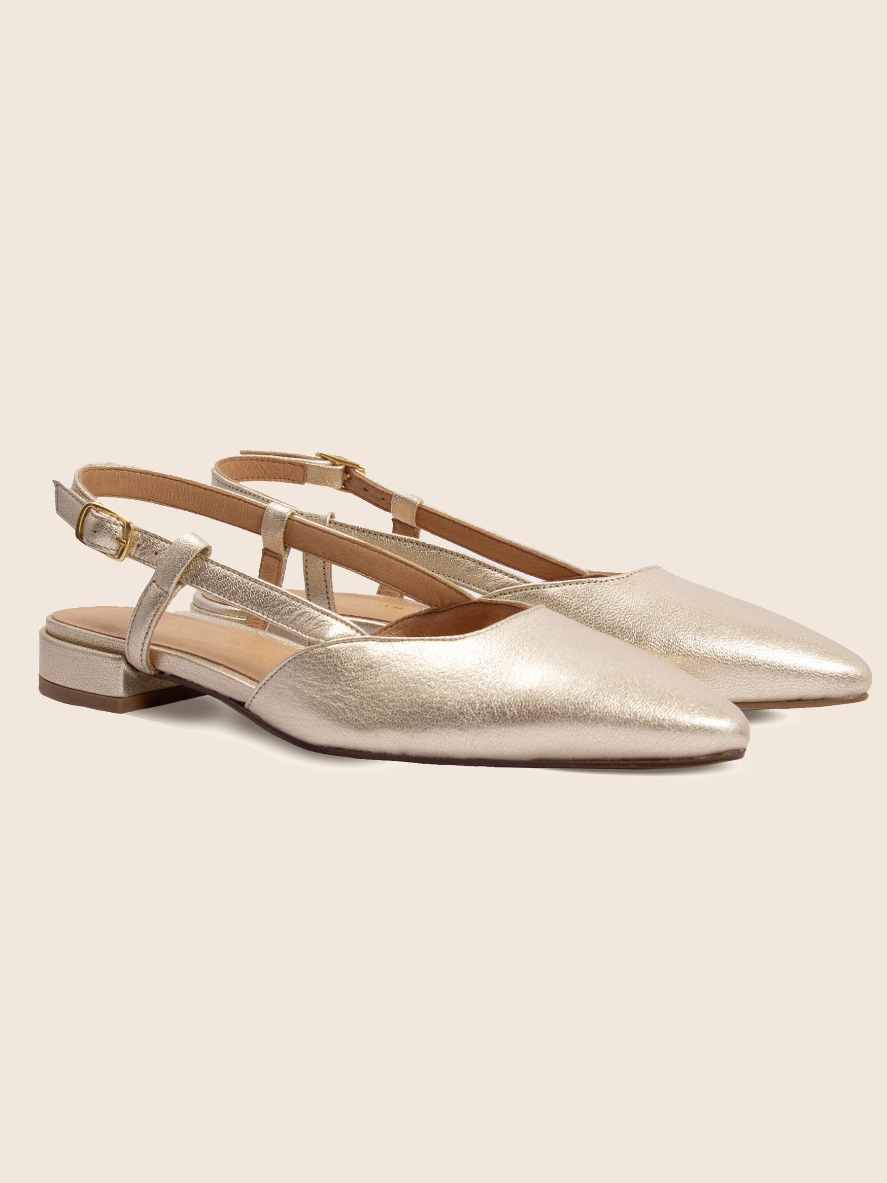 ballerines slingback cuir metallise dore jules jenn