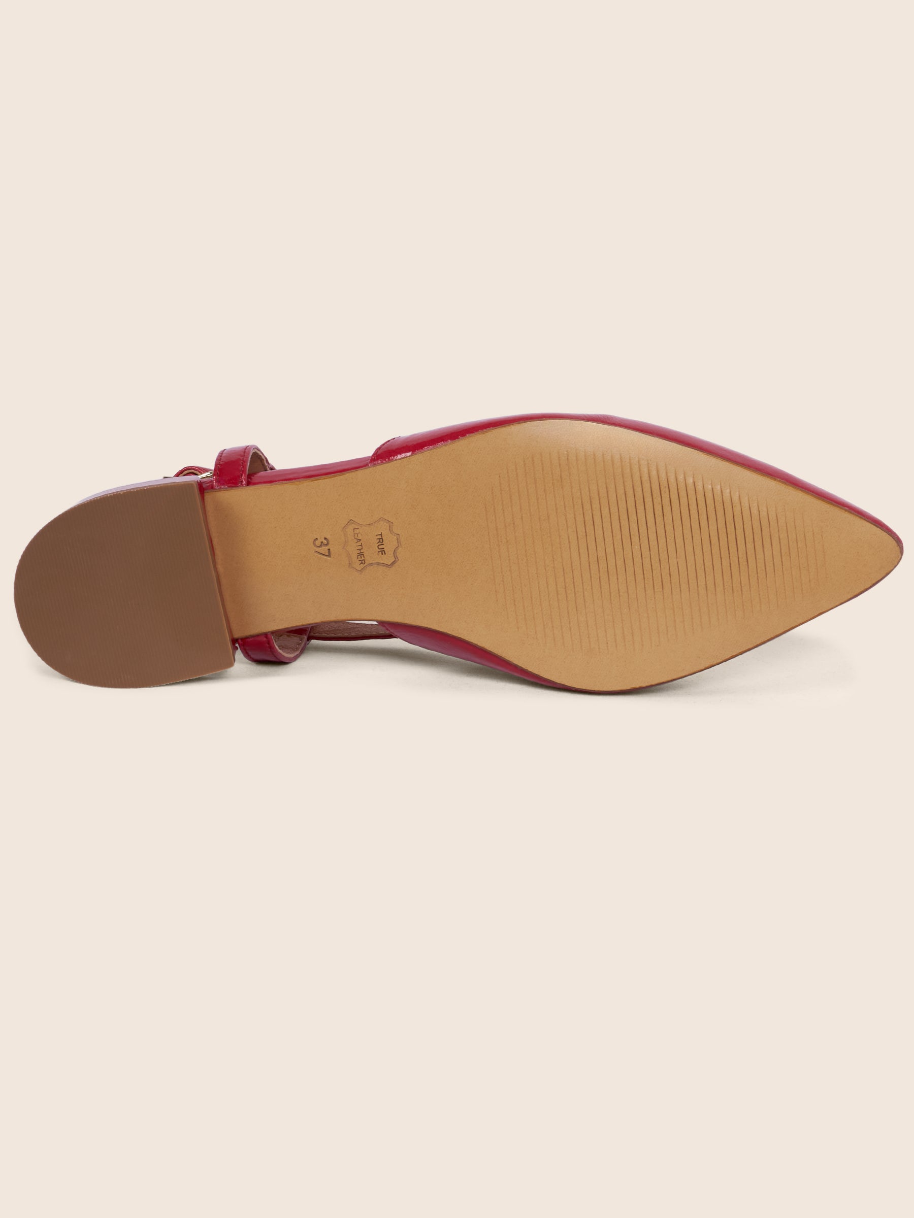 vue dessous slingback cuir vernis rouge jules & jenn