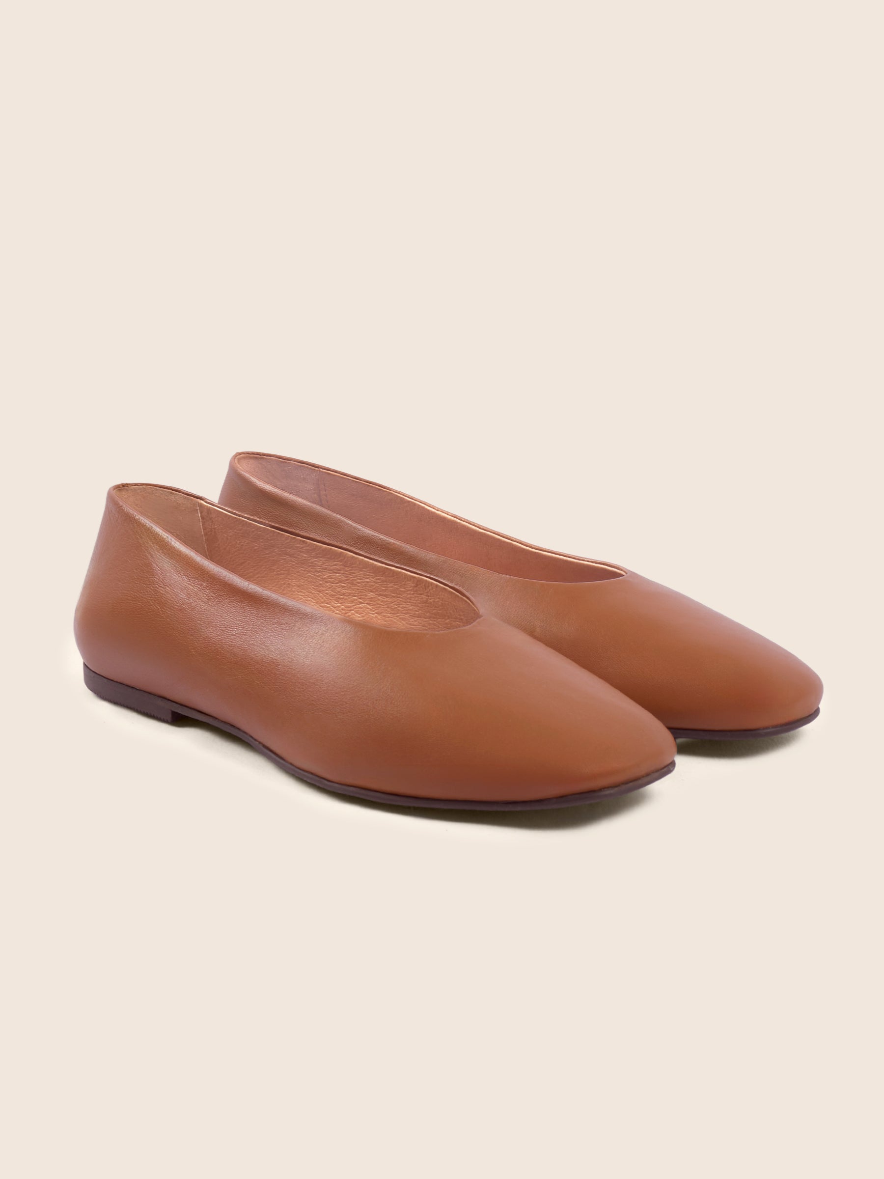 vue avant ballerines souples paola cuir camel jules & jenn