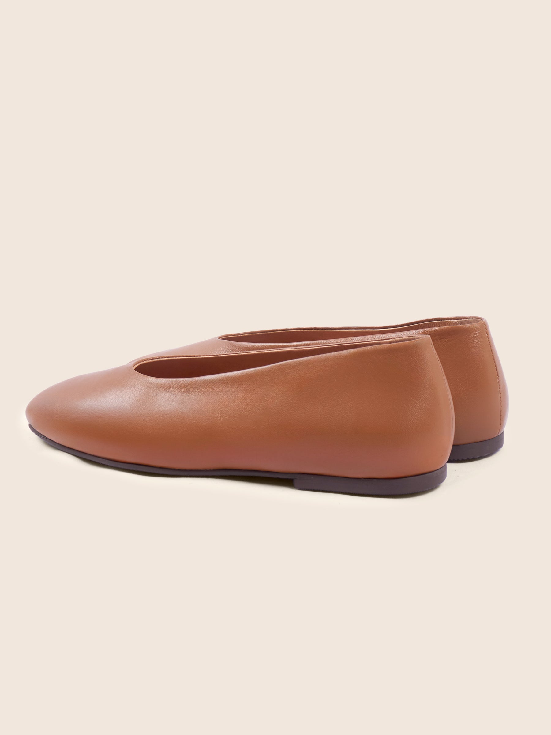 vue arriere ballerines souples paola cuir camel jules & jenn