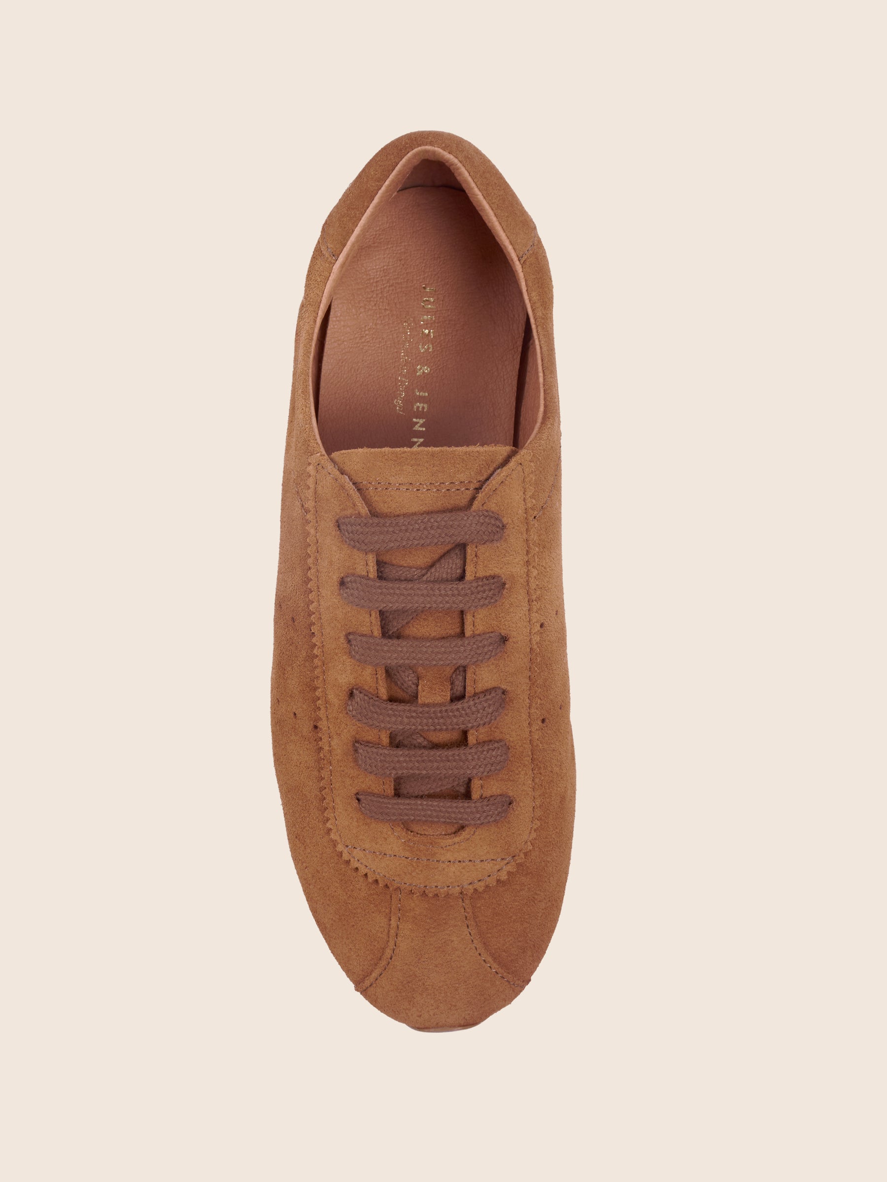 Baskets fines cuir daim cognac