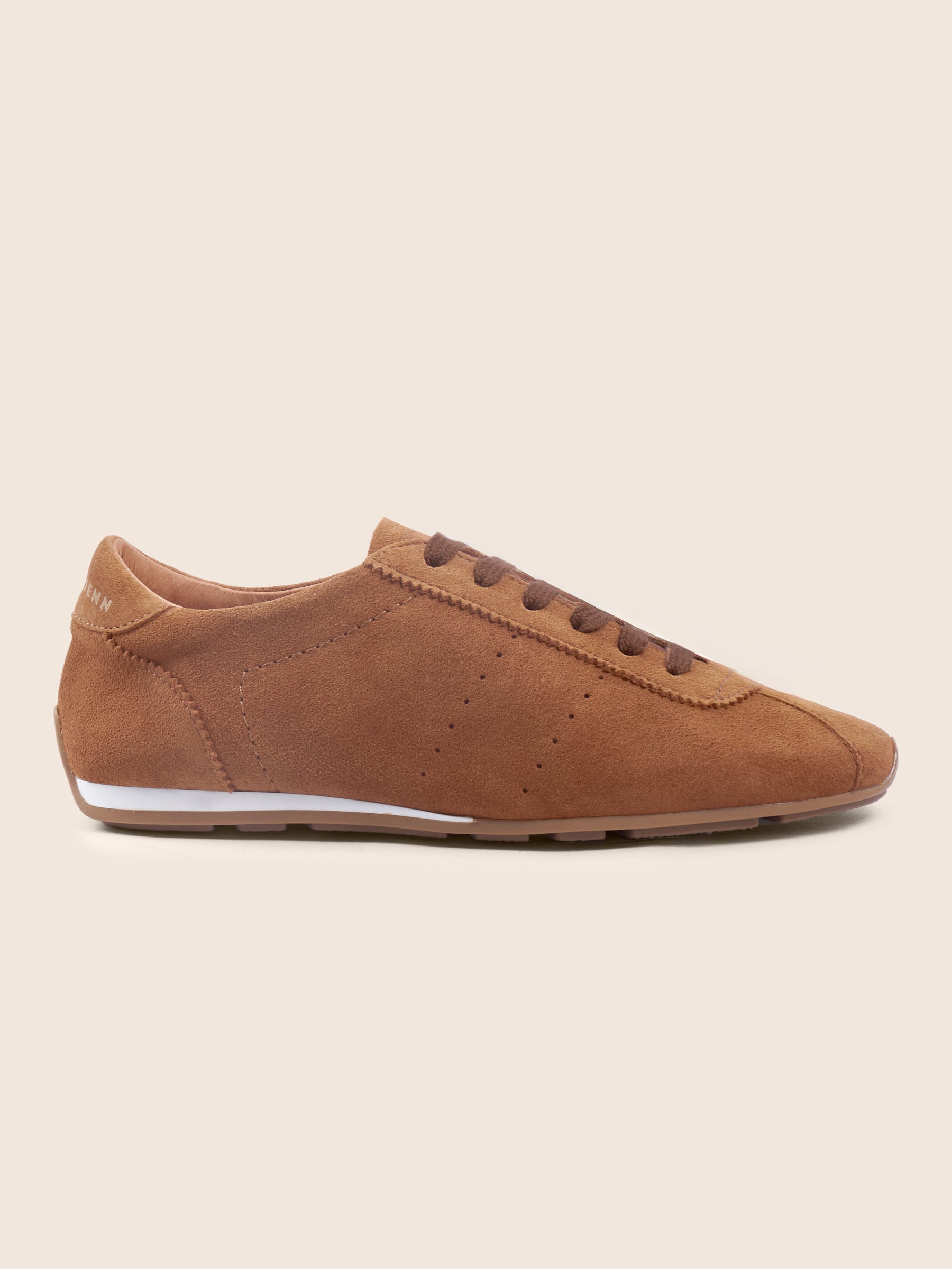 Baskets fines cuir daim cognac