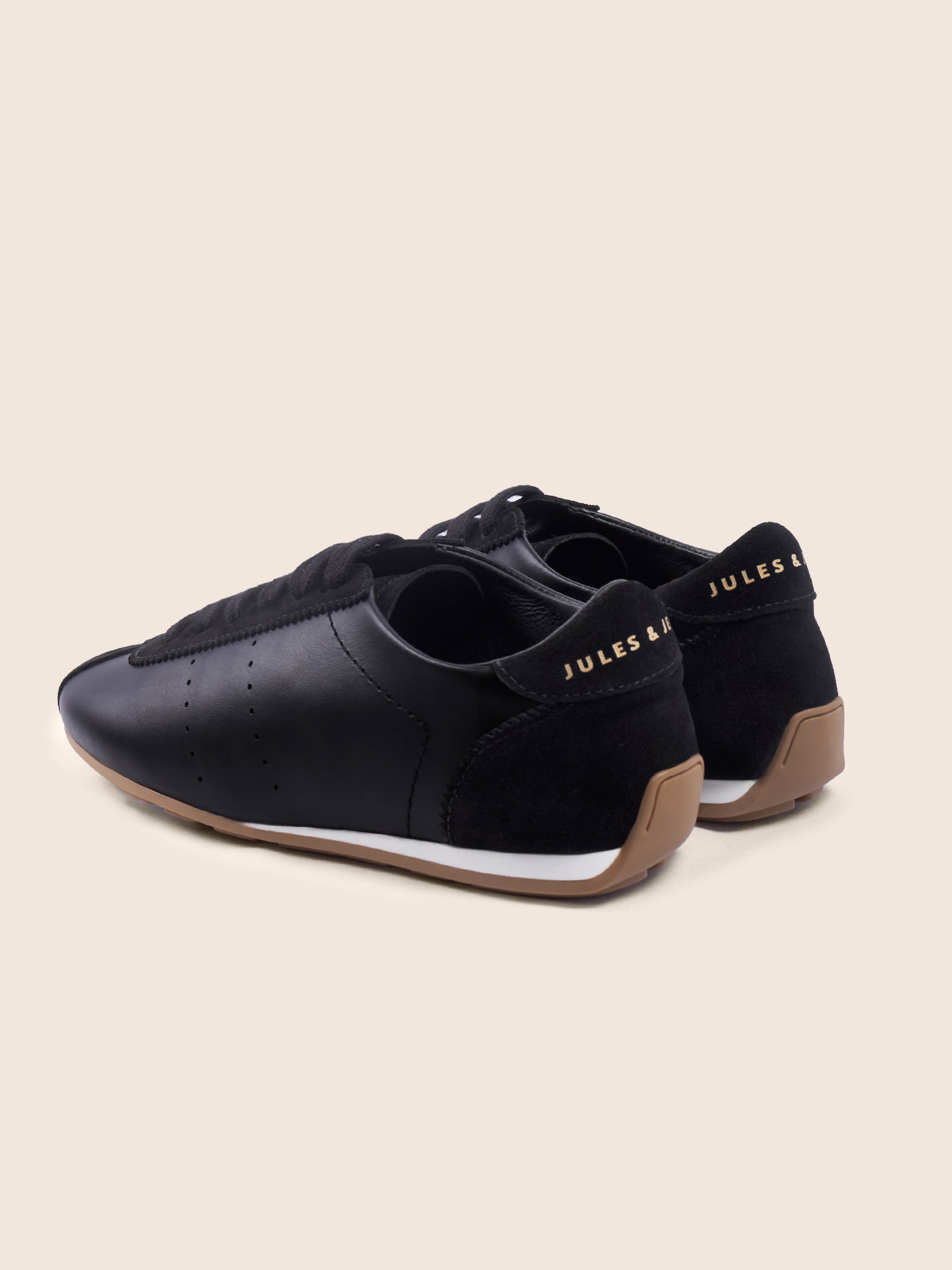 vue arriere baskets fines sofia cuir daim noir jules & jenn