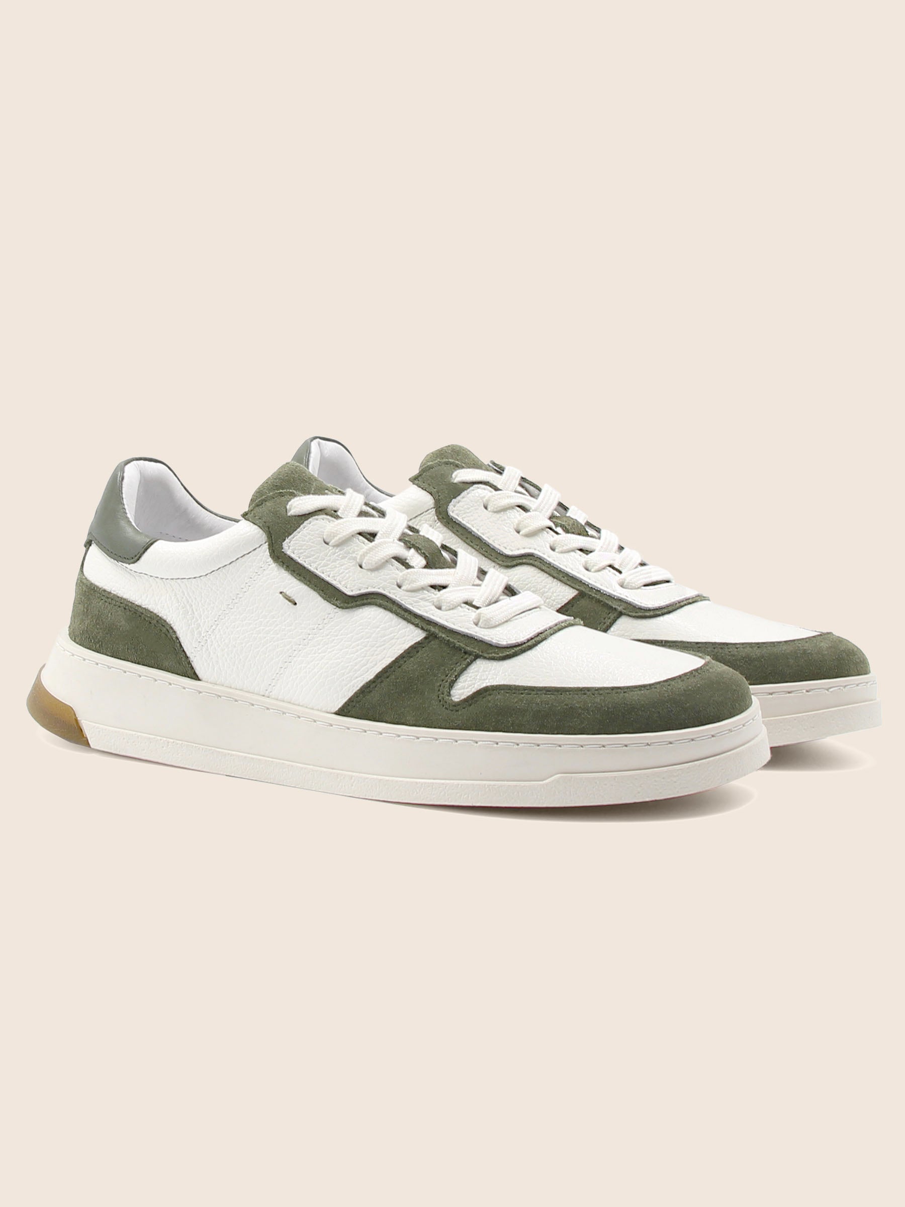 baskets leo cuir blanc kaki jules & jenn