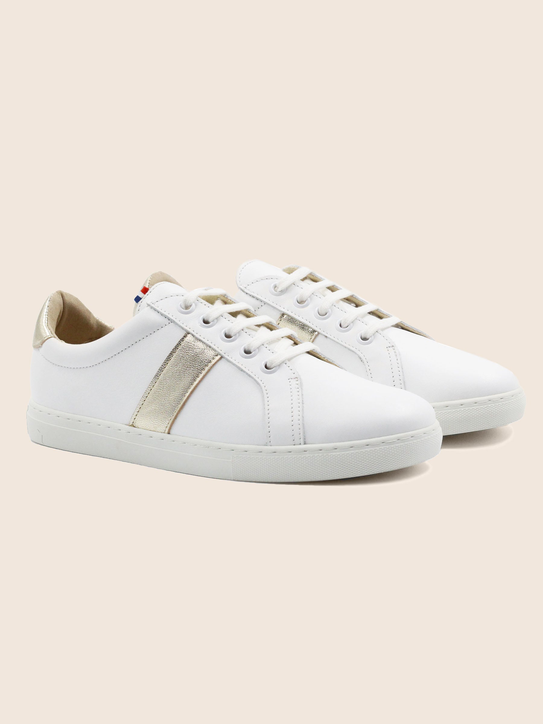 baskets made in france cuir blanc dore jules jenn