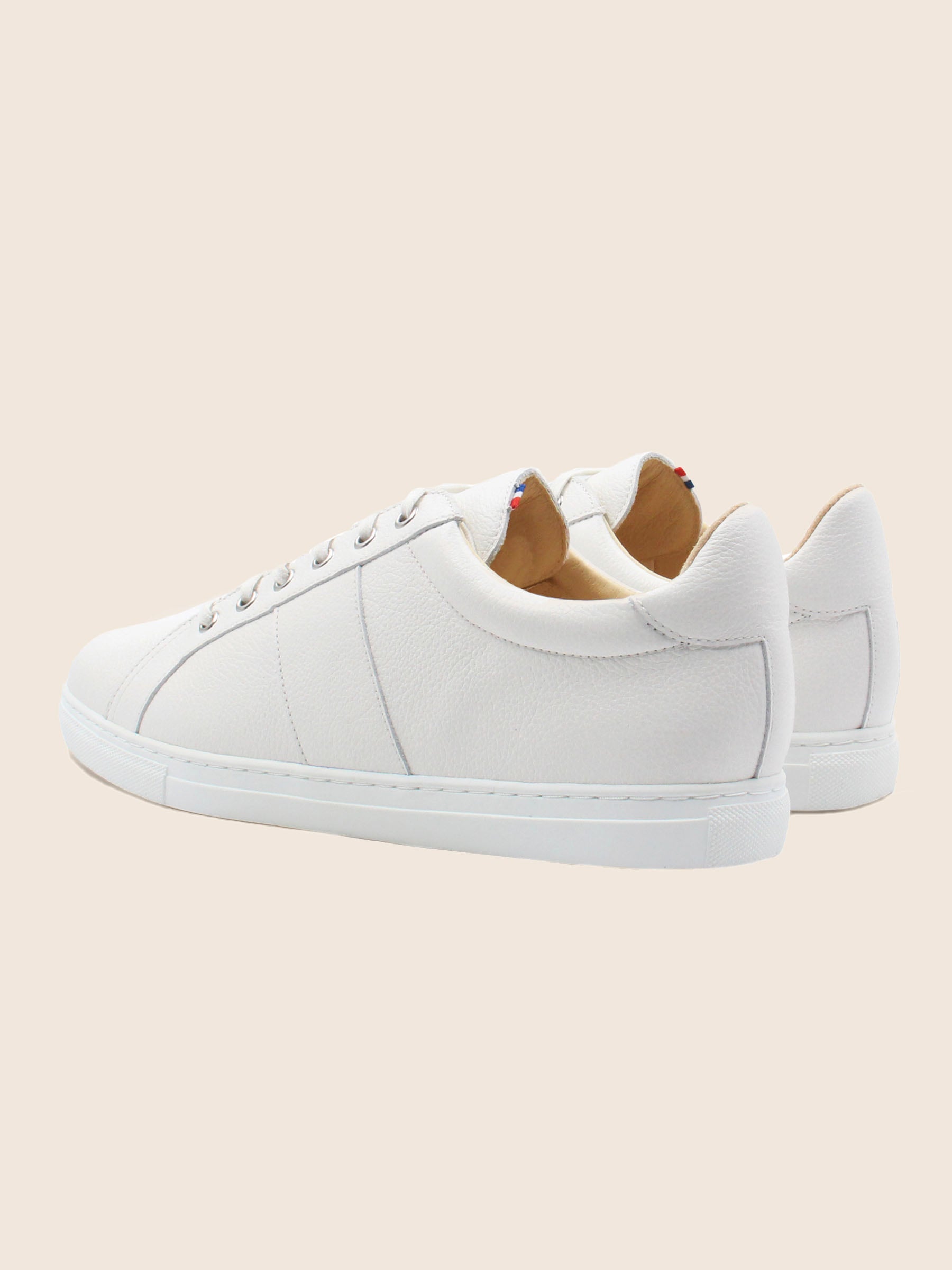 vue arrière baskets made in france cuir grainé blanc jules jenn