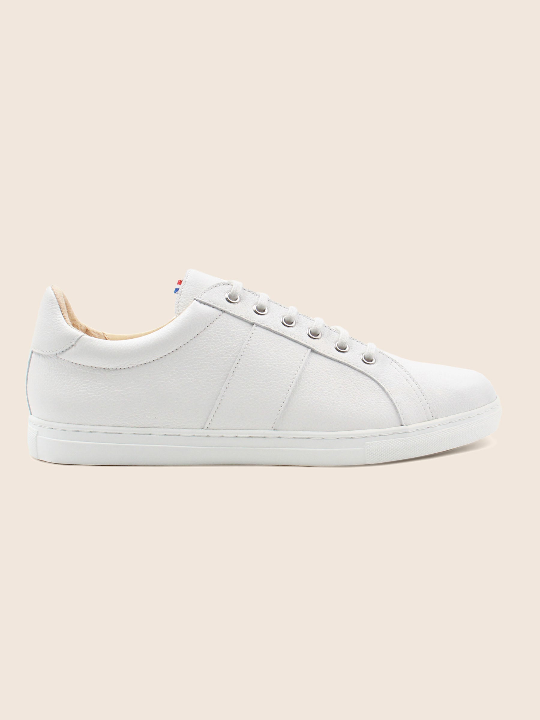 vue extérieur baskets made in france cuir grainé blanc jules jenn