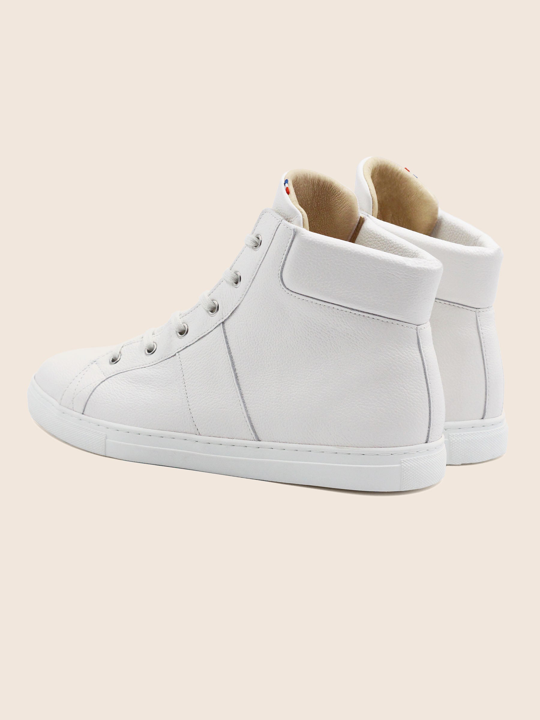vue arriere baskets montantes made in france cuir graine blanc jules jenn