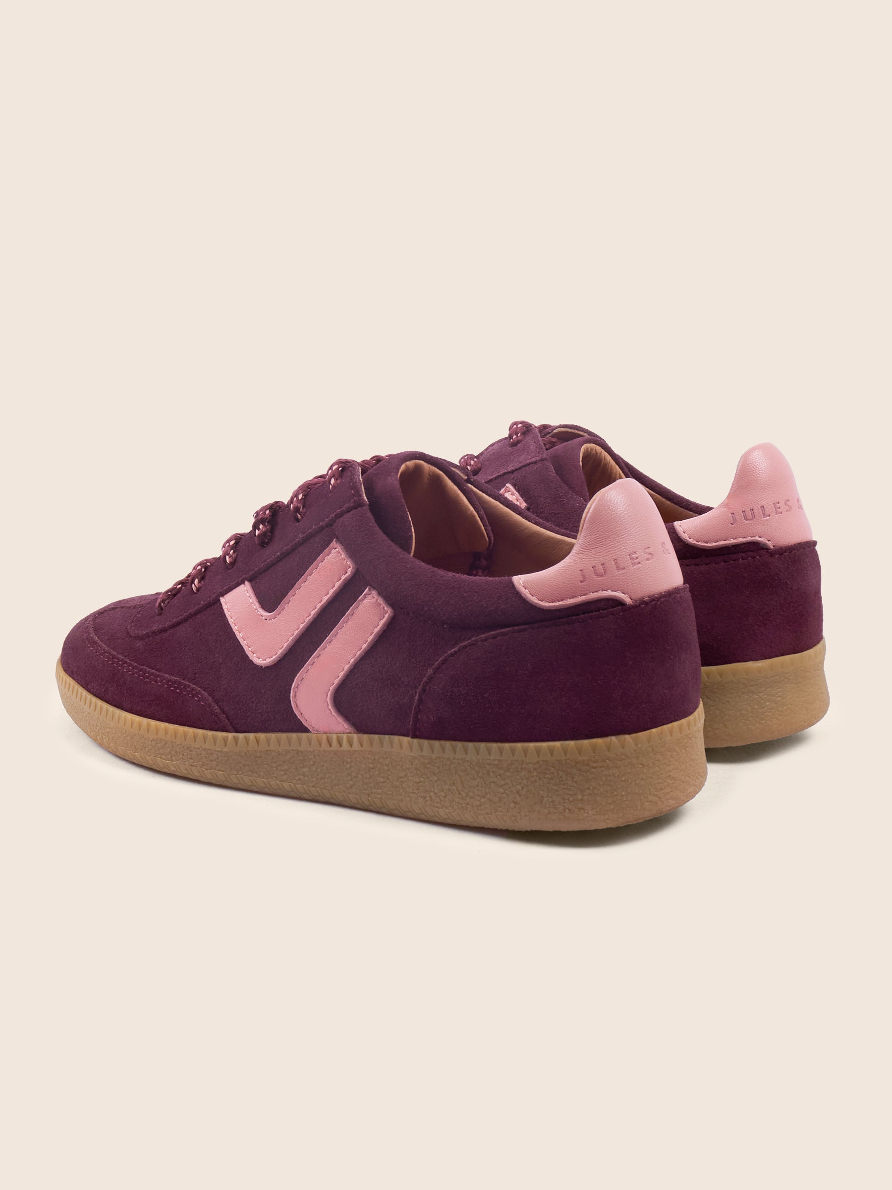 vue arriere baskets ninon cuir daim bordeaux rose jules & jenn