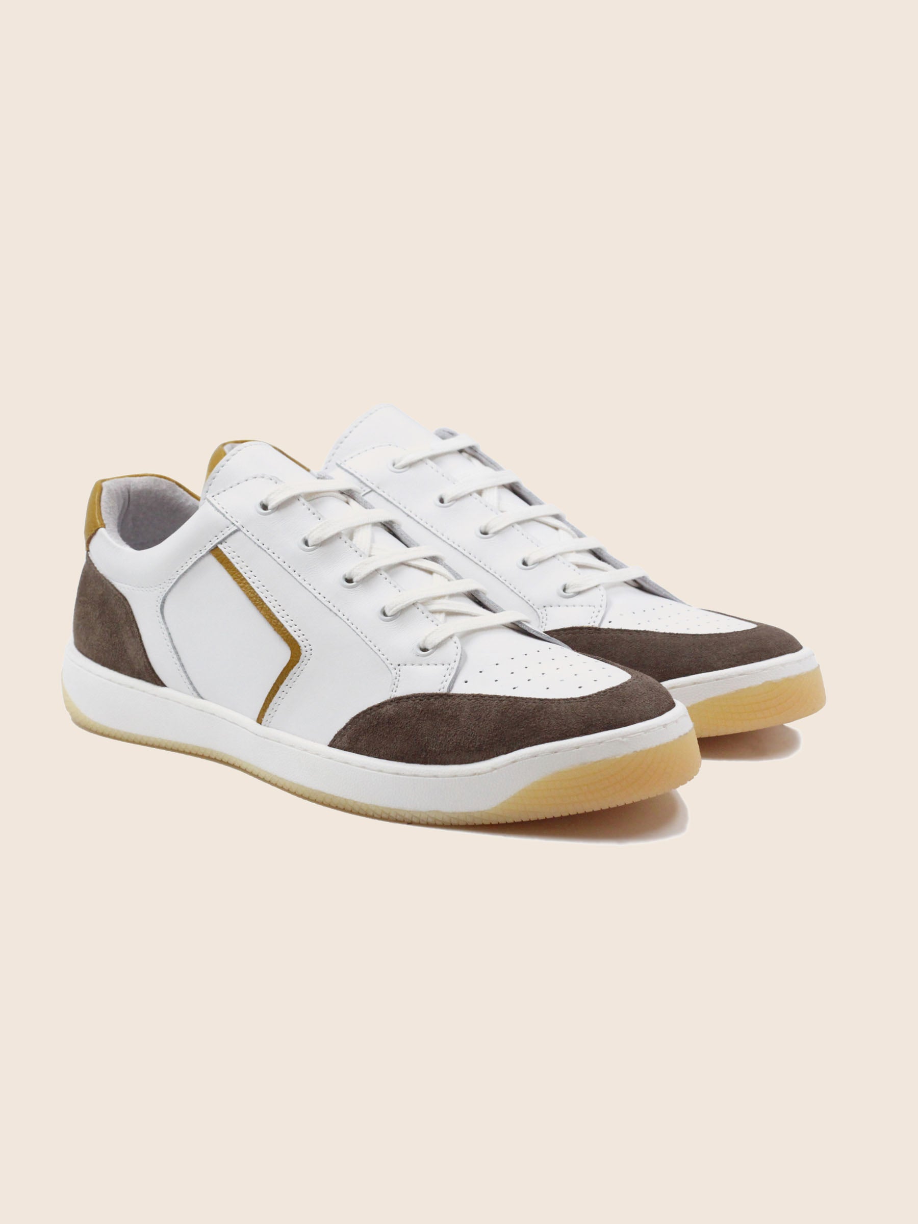 baskets retro homme cuir blanc taupe jules jenn