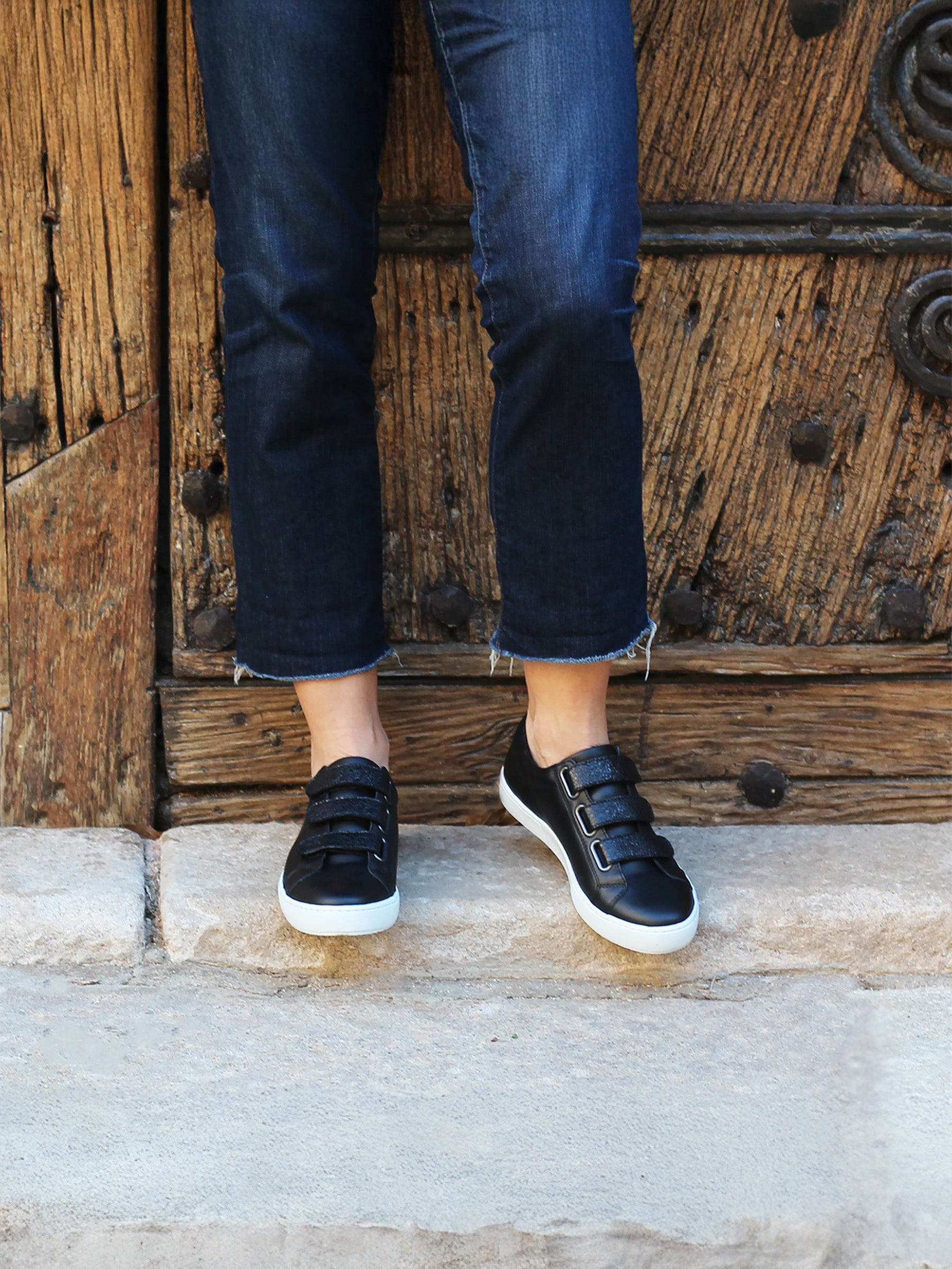 vue portée baskets scratch cuir noir jules jenn