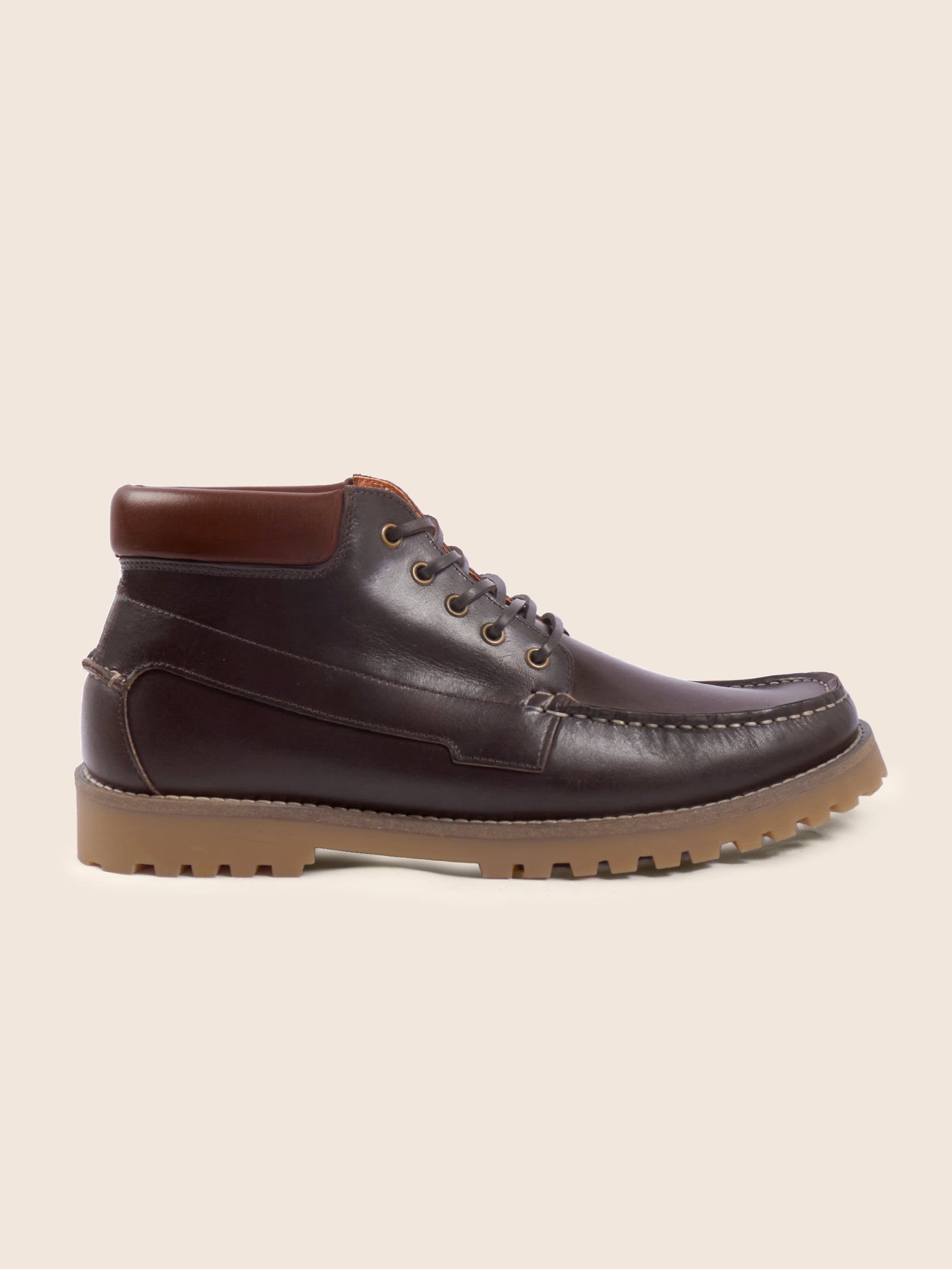photo vue profil boots ateau campons tom cuir marron jules jenn