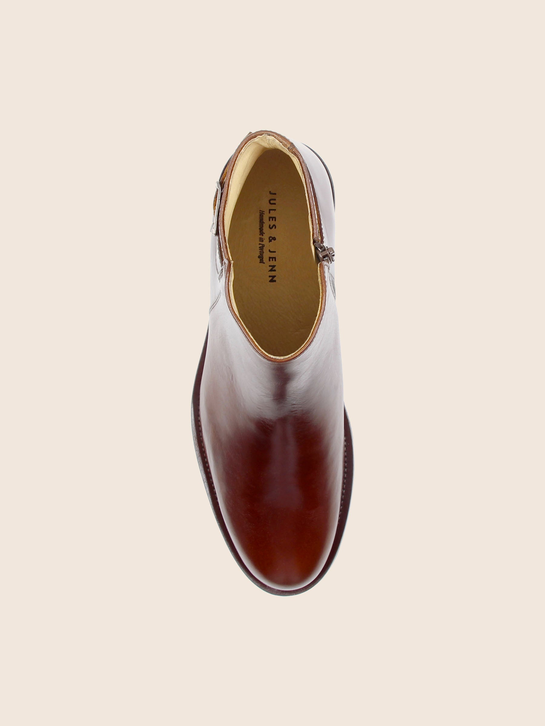 vue dessus boots boucle cuir marron jules jenn