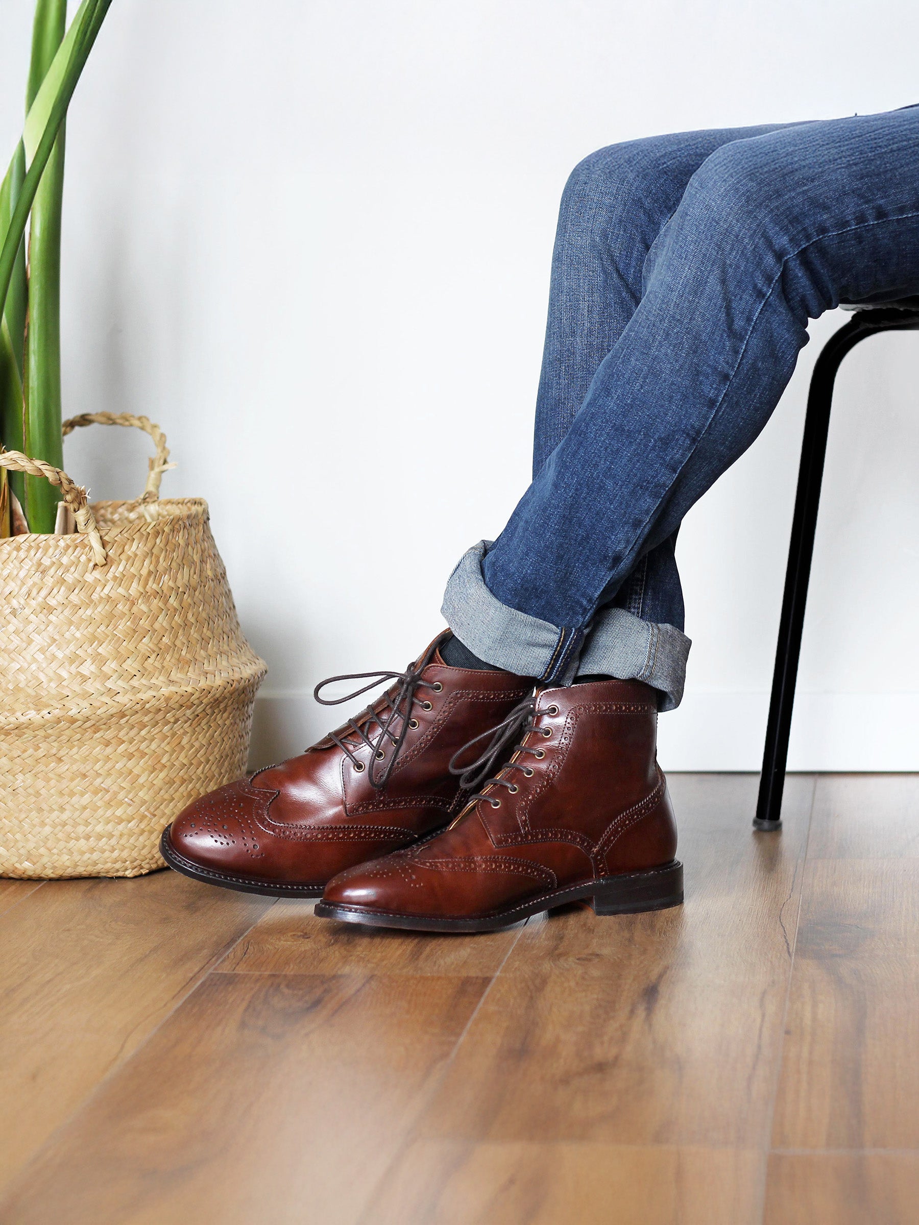 vue portée boots cousu goodyear cuir cognac jules jenn