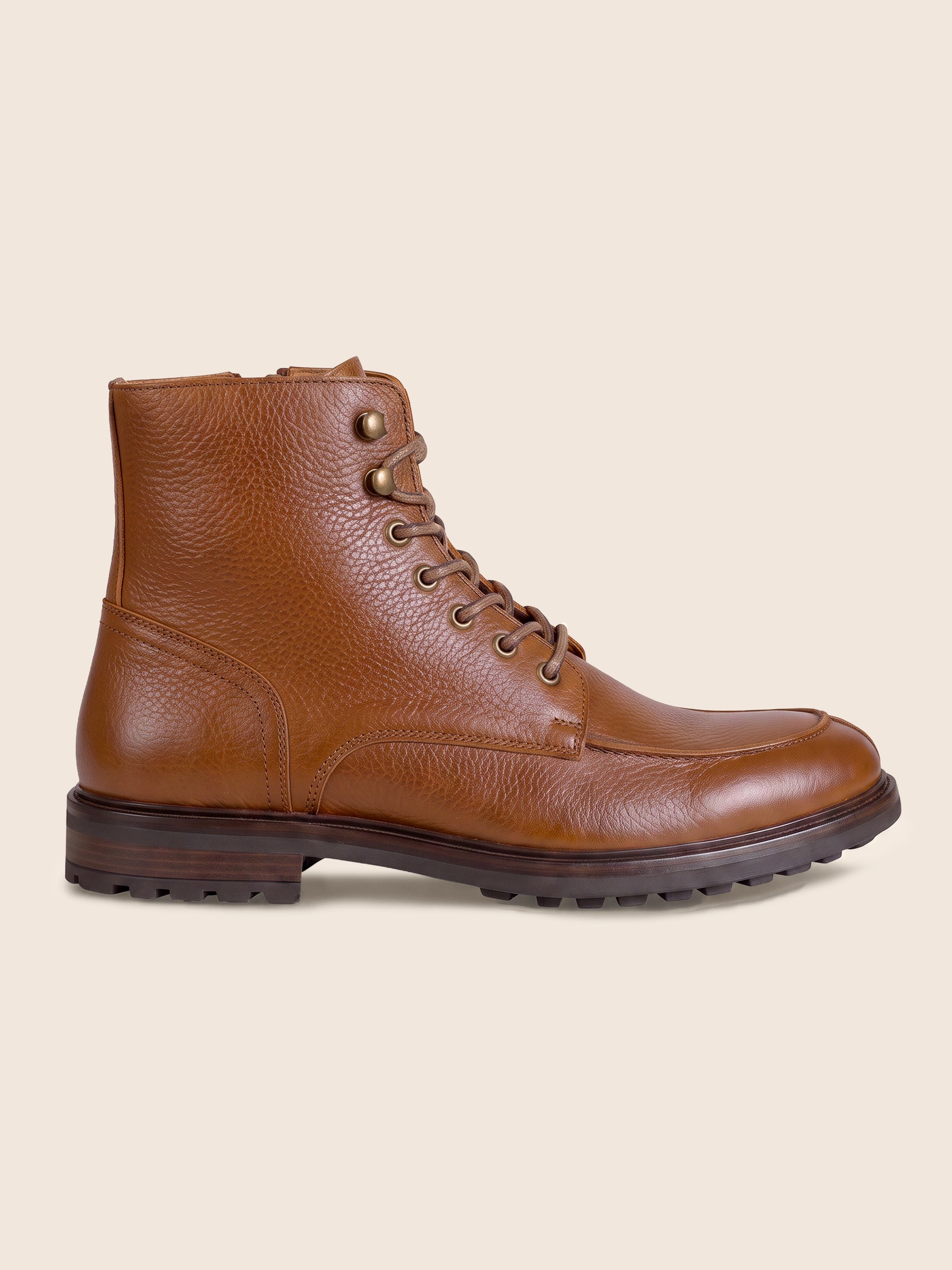vue profil boots plateau cuir graine cognac jules & jenn