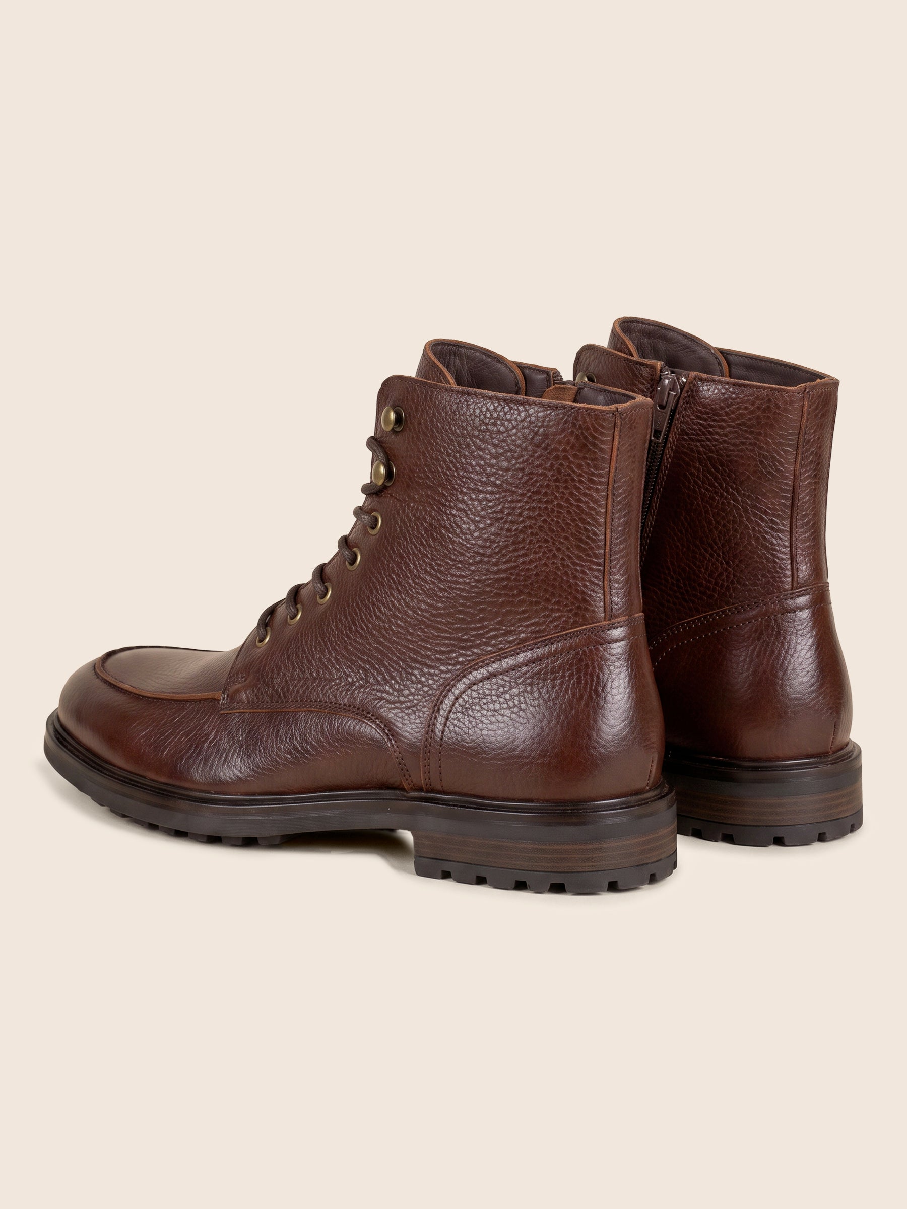 vue arriere boots plateau cuir graine marron jules & jenn