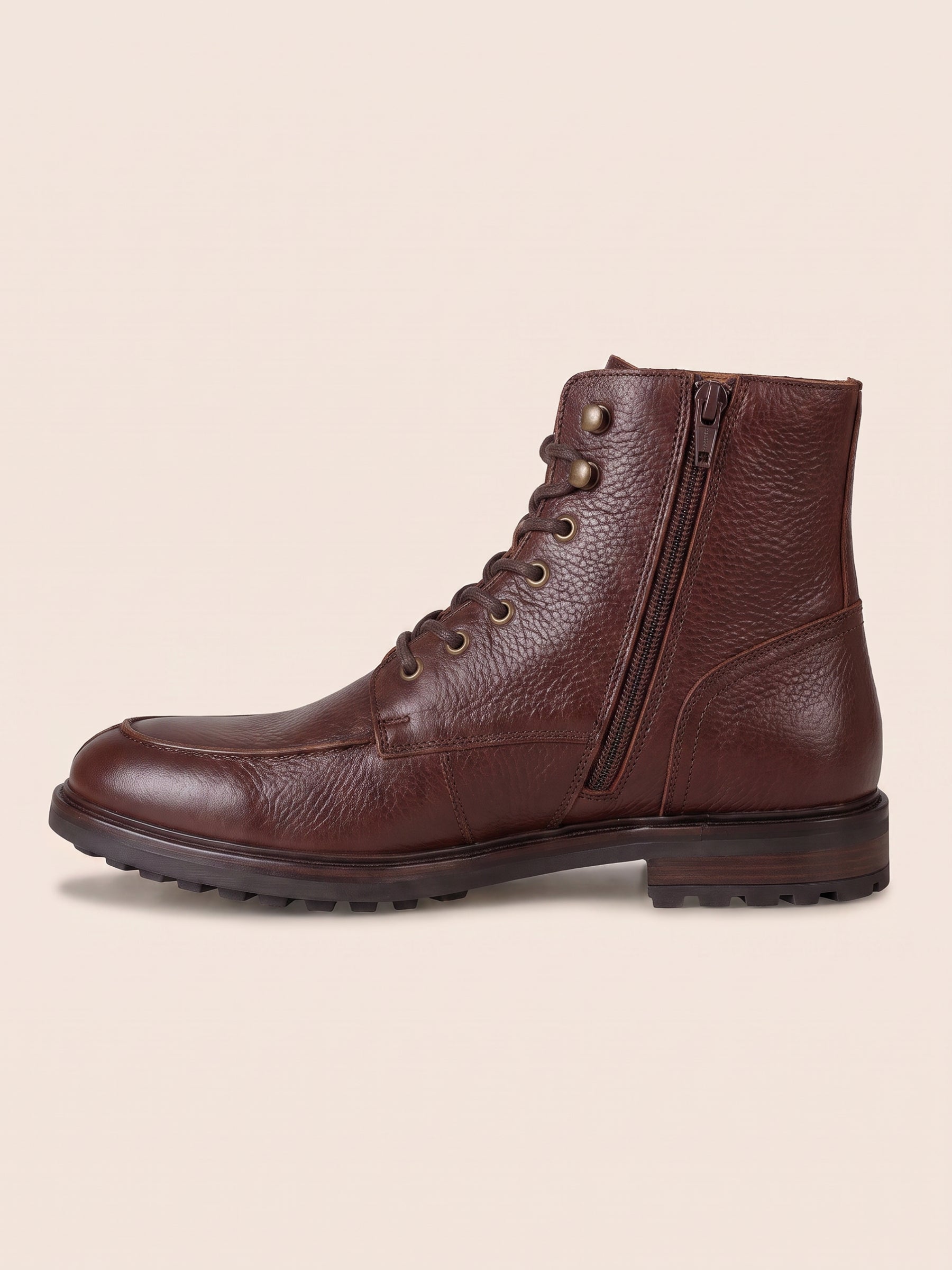 vue interieure boots plateau cuir graine marron jules & jenn