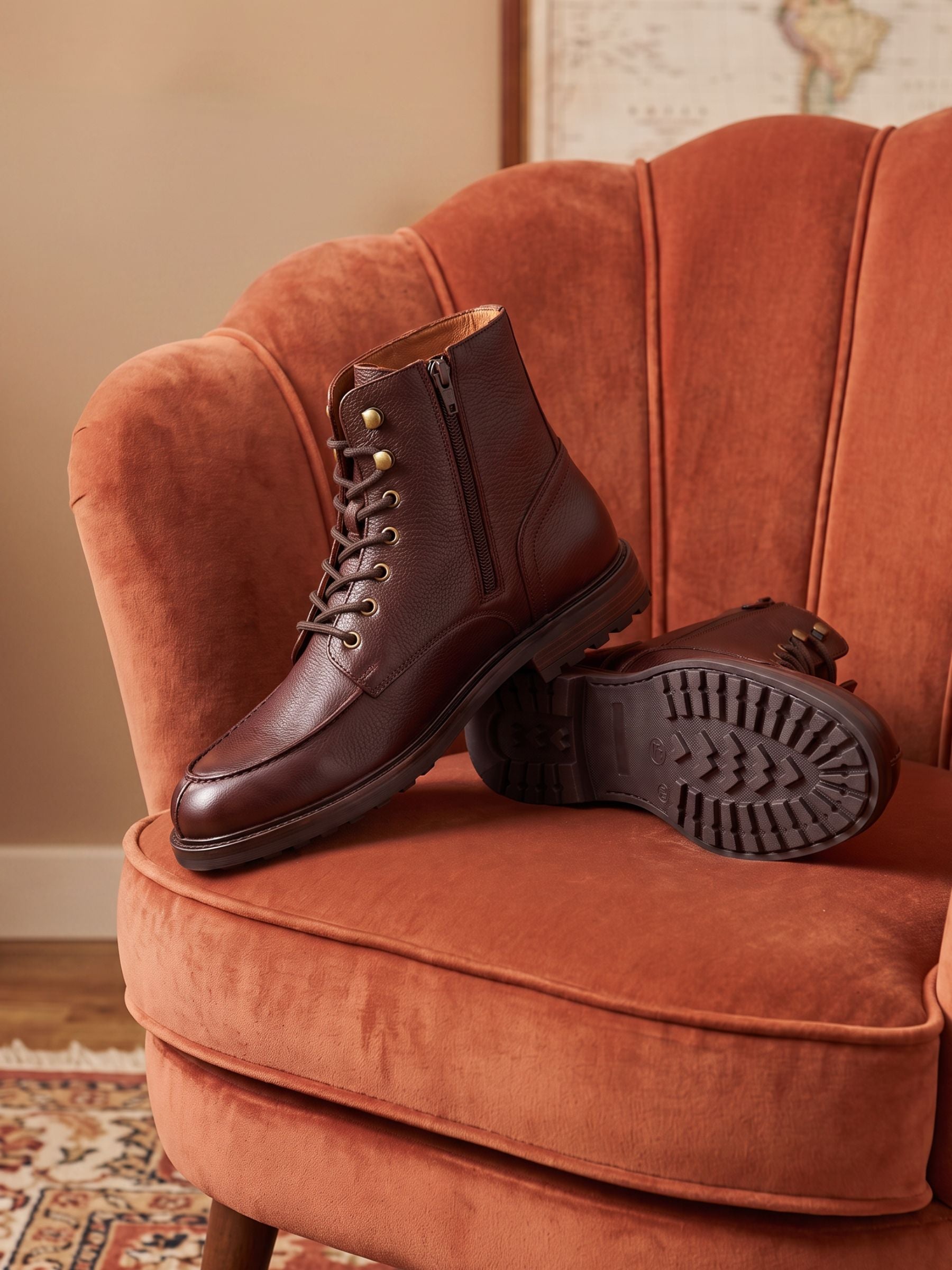 vue posee boots plateau cuir graine marron jules & jenn