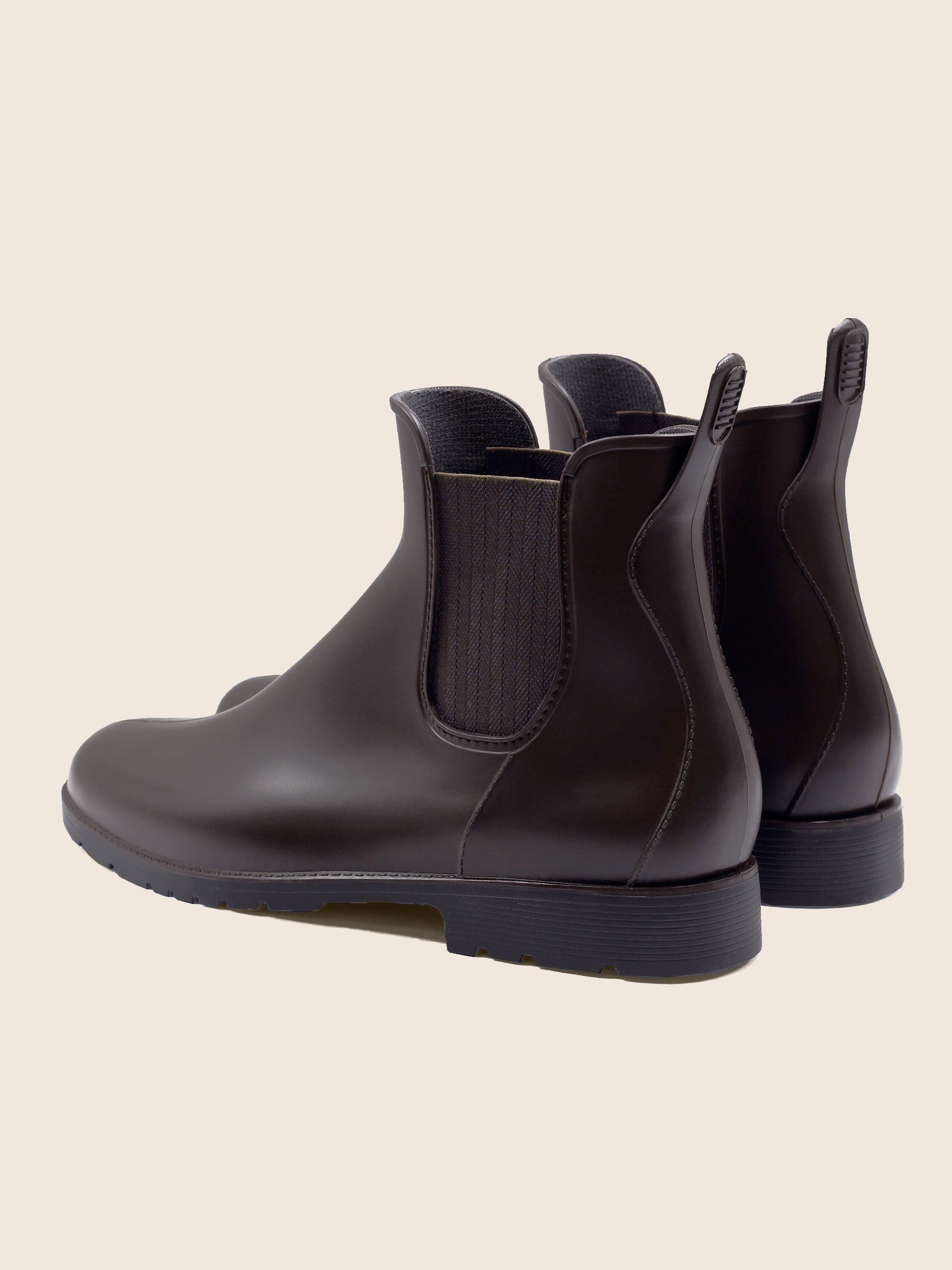 vue arriere boots de pluie caoutchouc marron