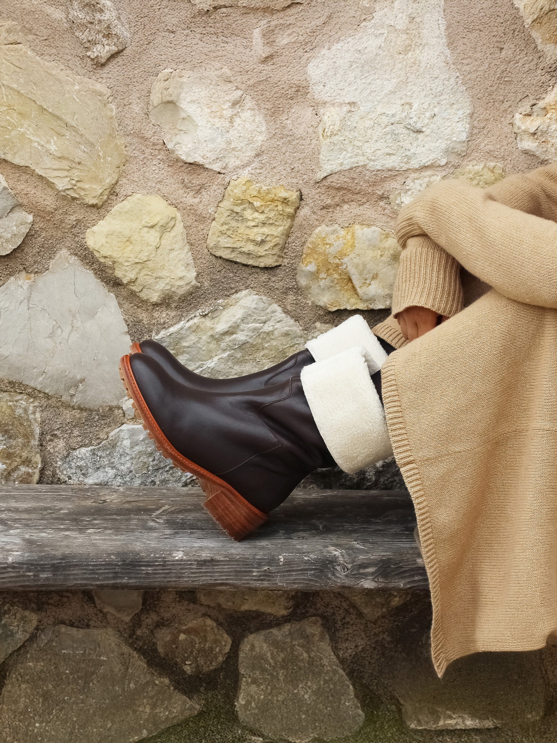 vue portée bottes fourrees cuir marron jules jenn