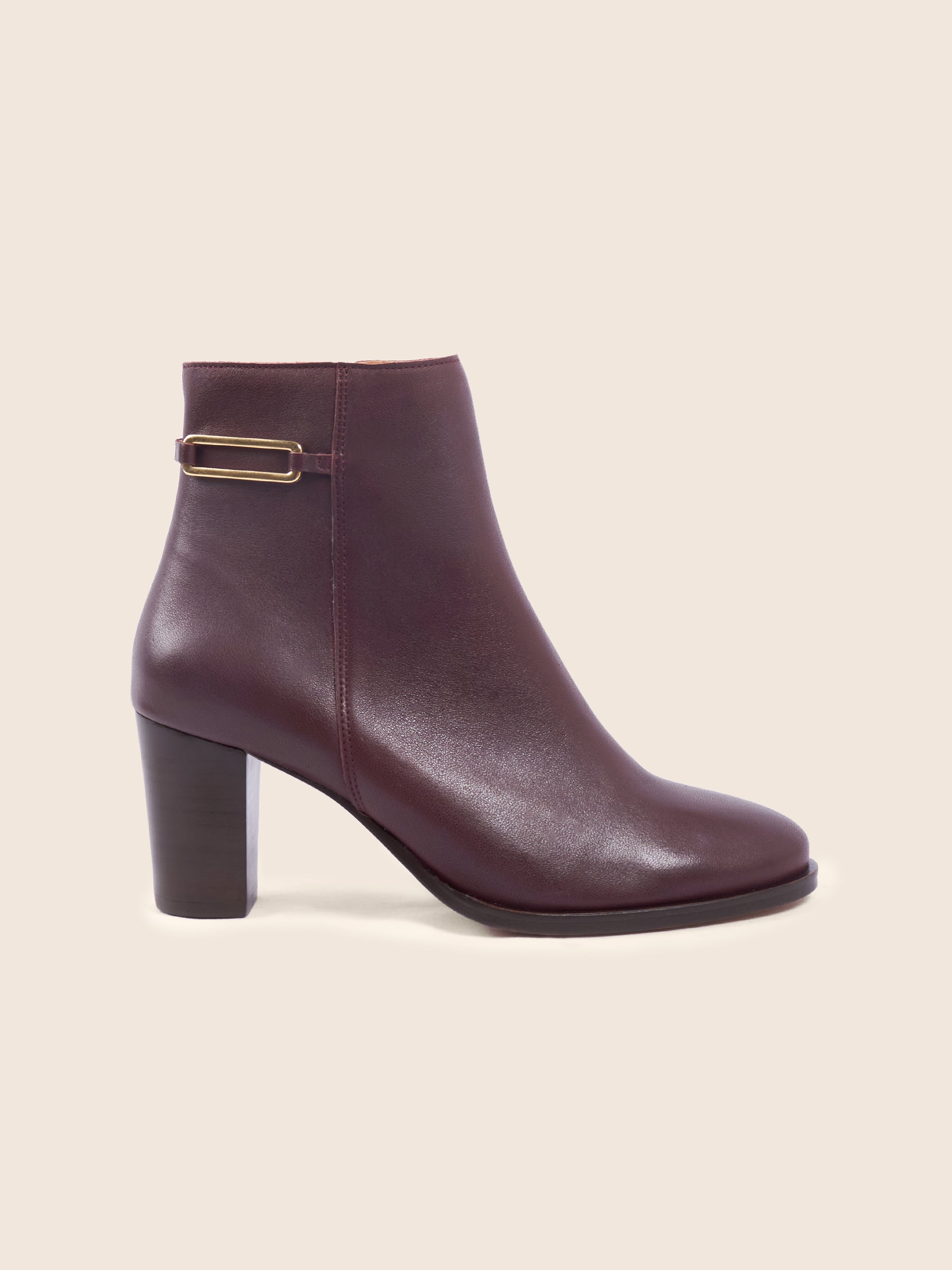 photo vue profil bottines bijoux talon zelie cuir bordeaux jules jenn