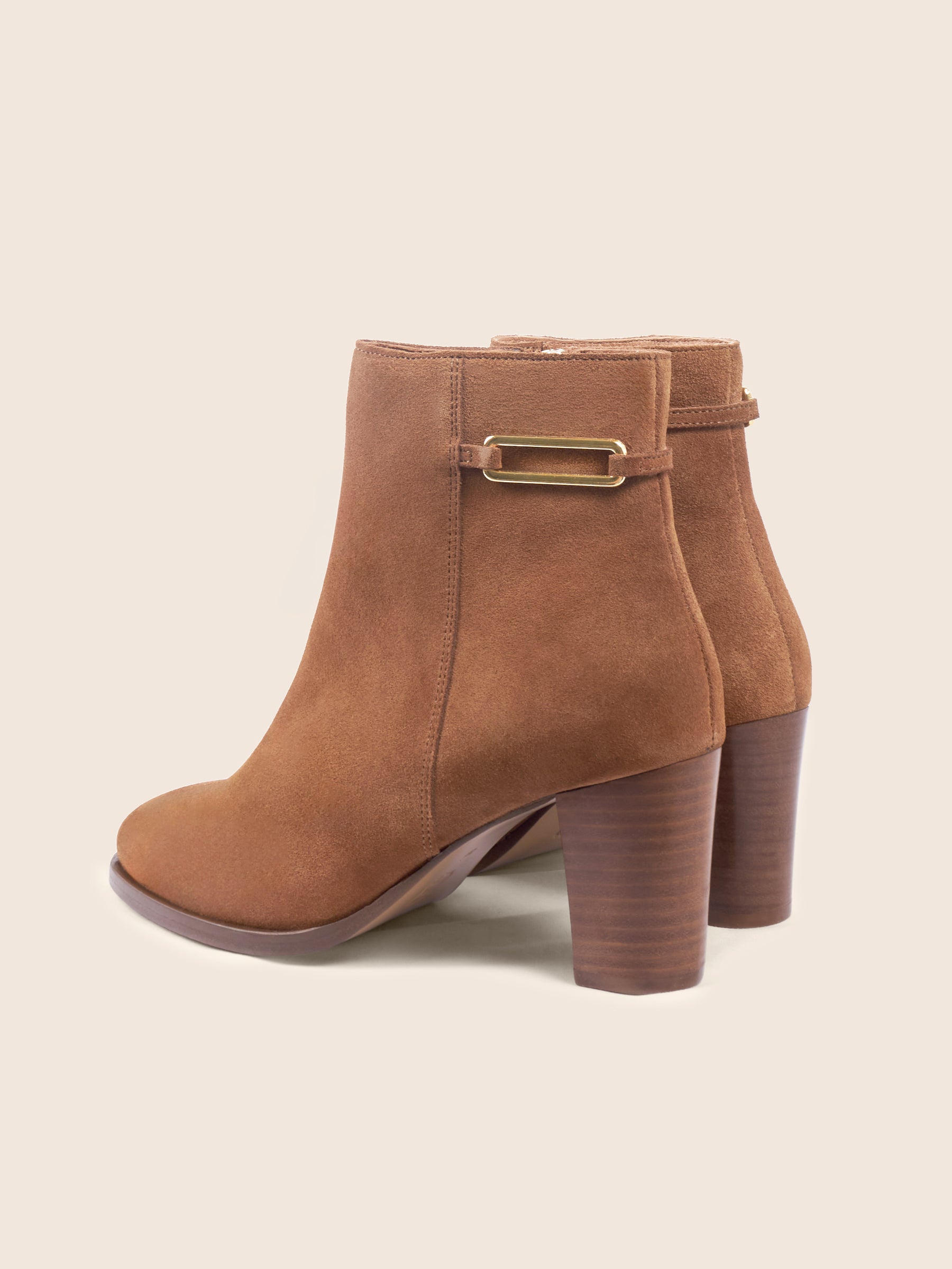 photo vue arrière bottines bijoux talon zelie cuir daim cognac jules jenn