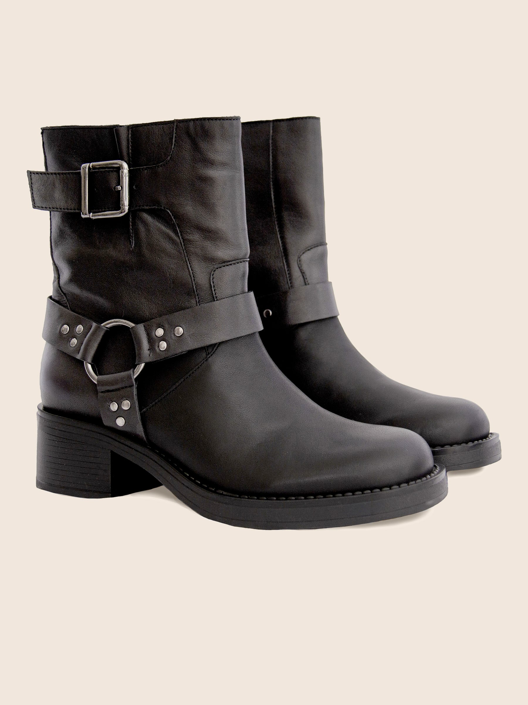 bottines biker cuir noir jules jenn