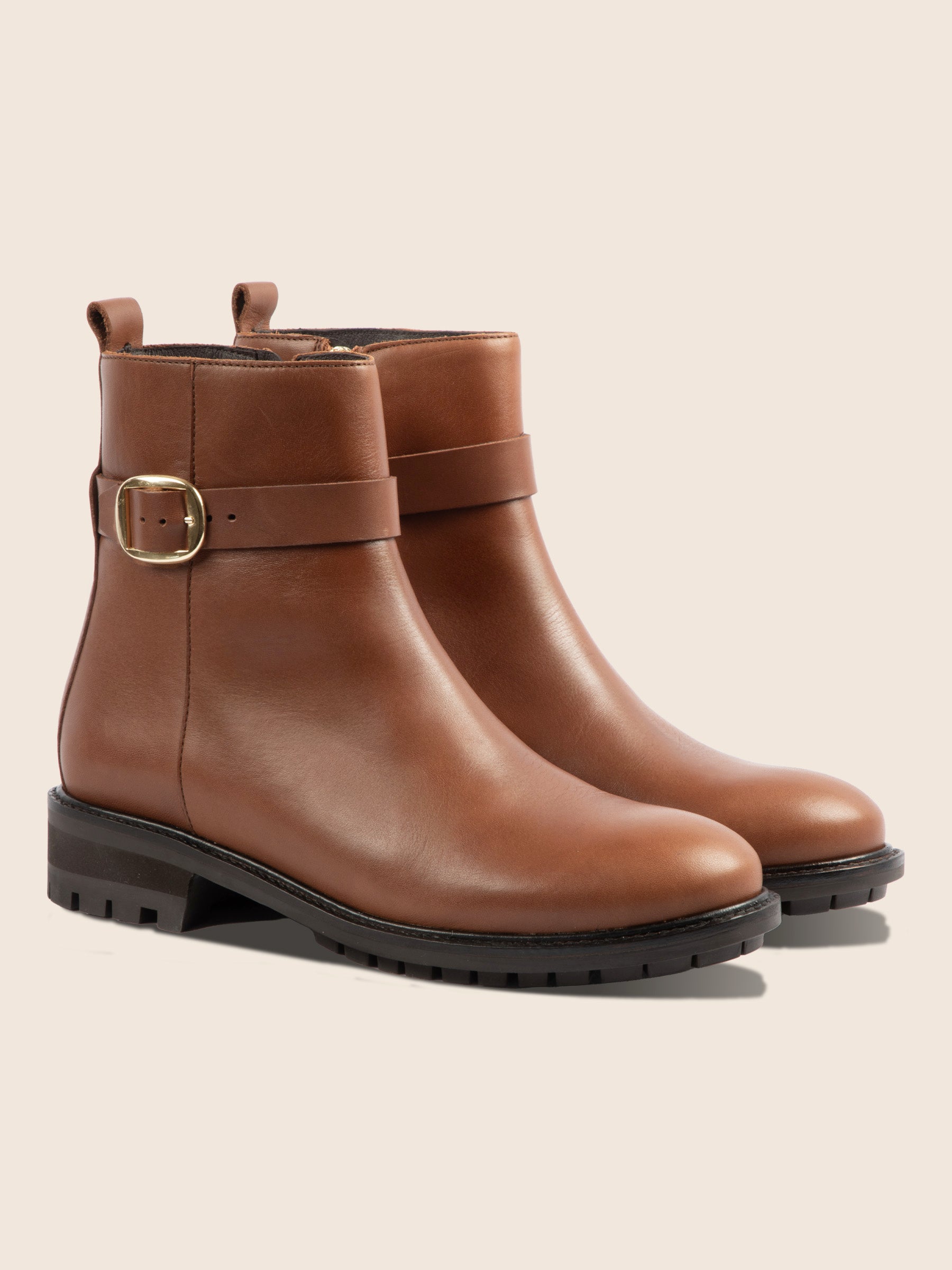 bottine à boucle cuir camel jules jenn