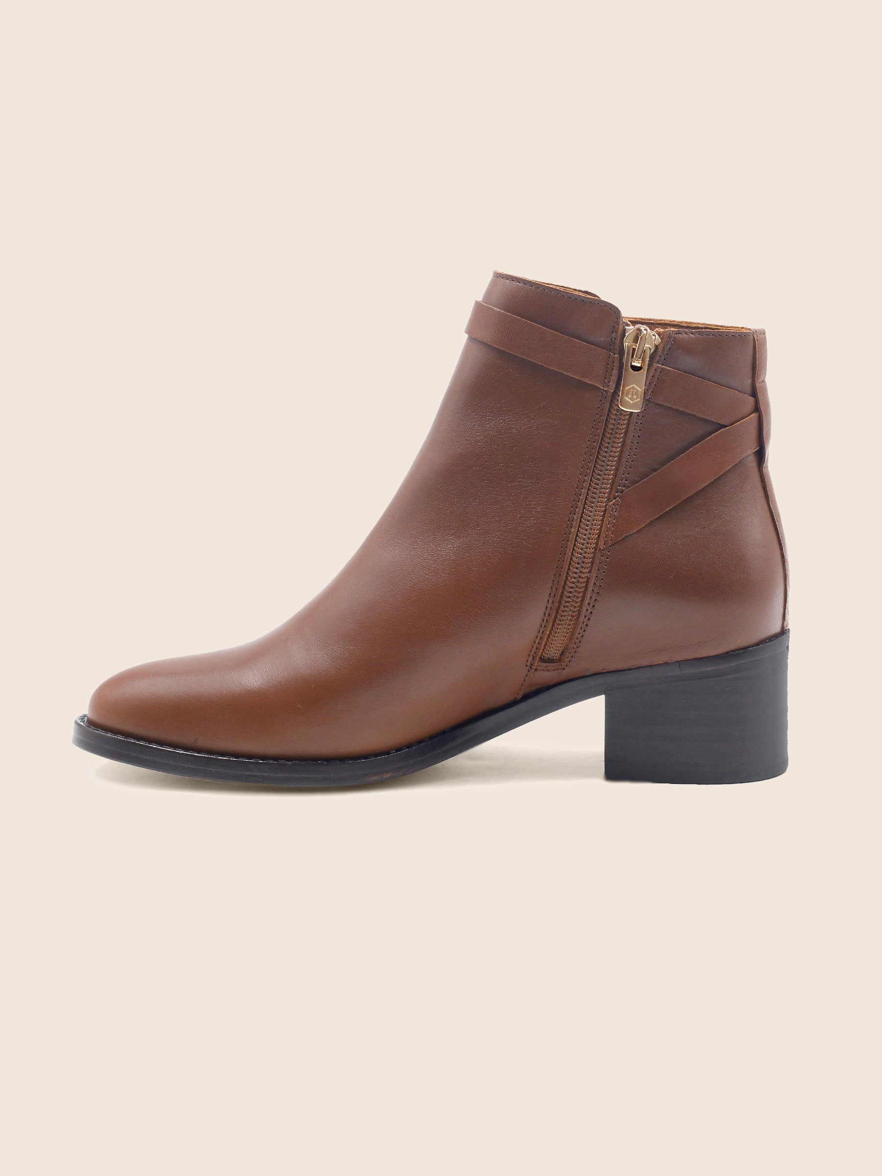vue intérieur bottines cavalière cuir camel jules jenn