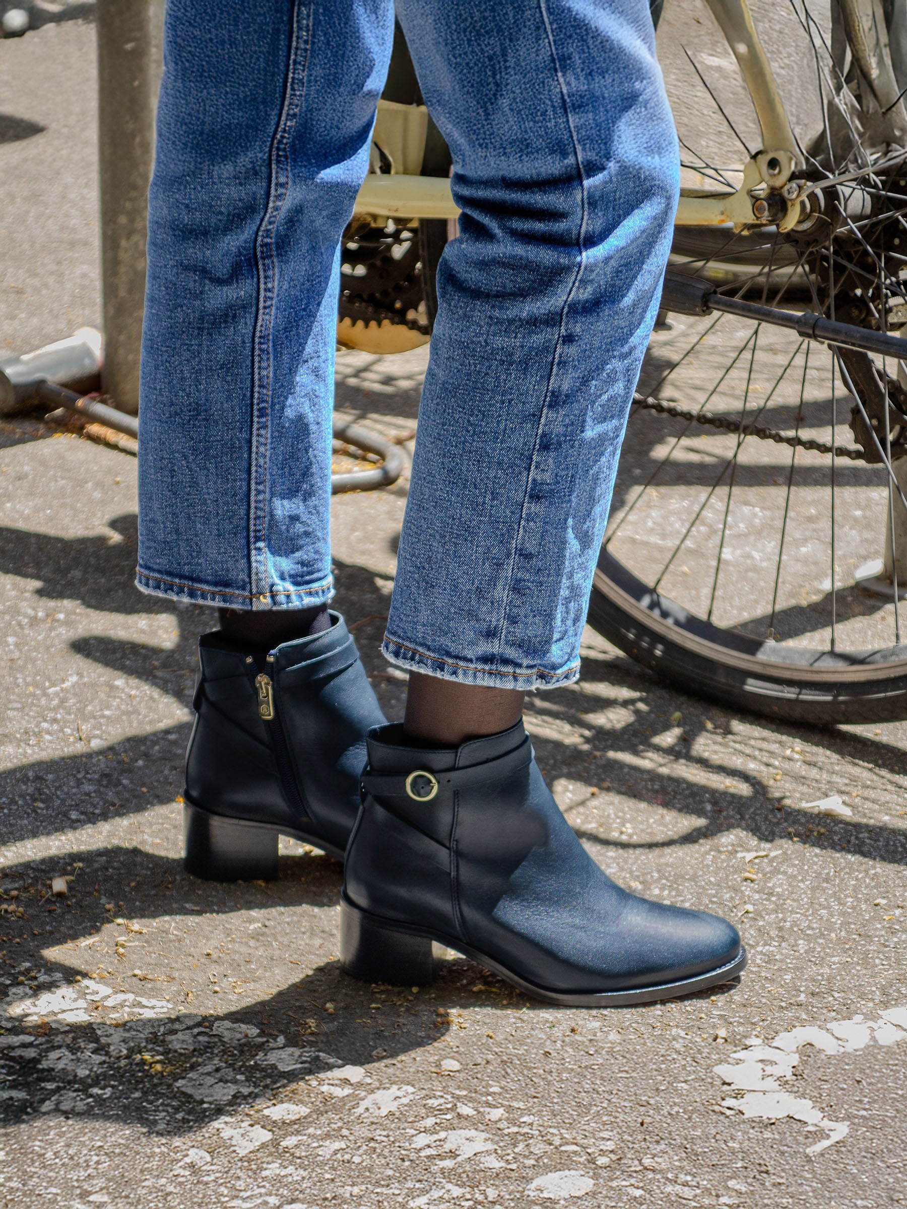 Bottines cavalières cuir bleu