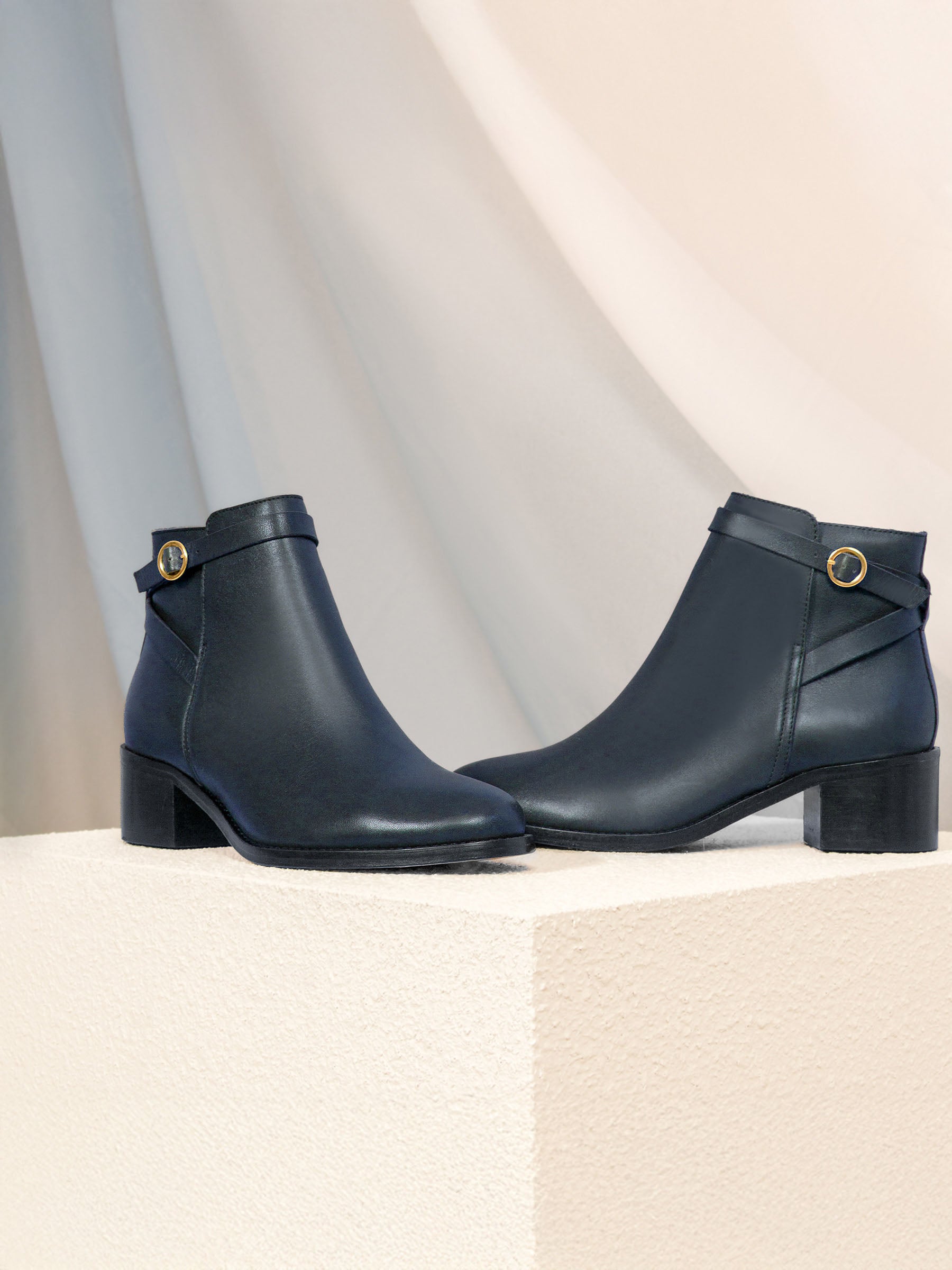 Bottines cavalières cuir bleu