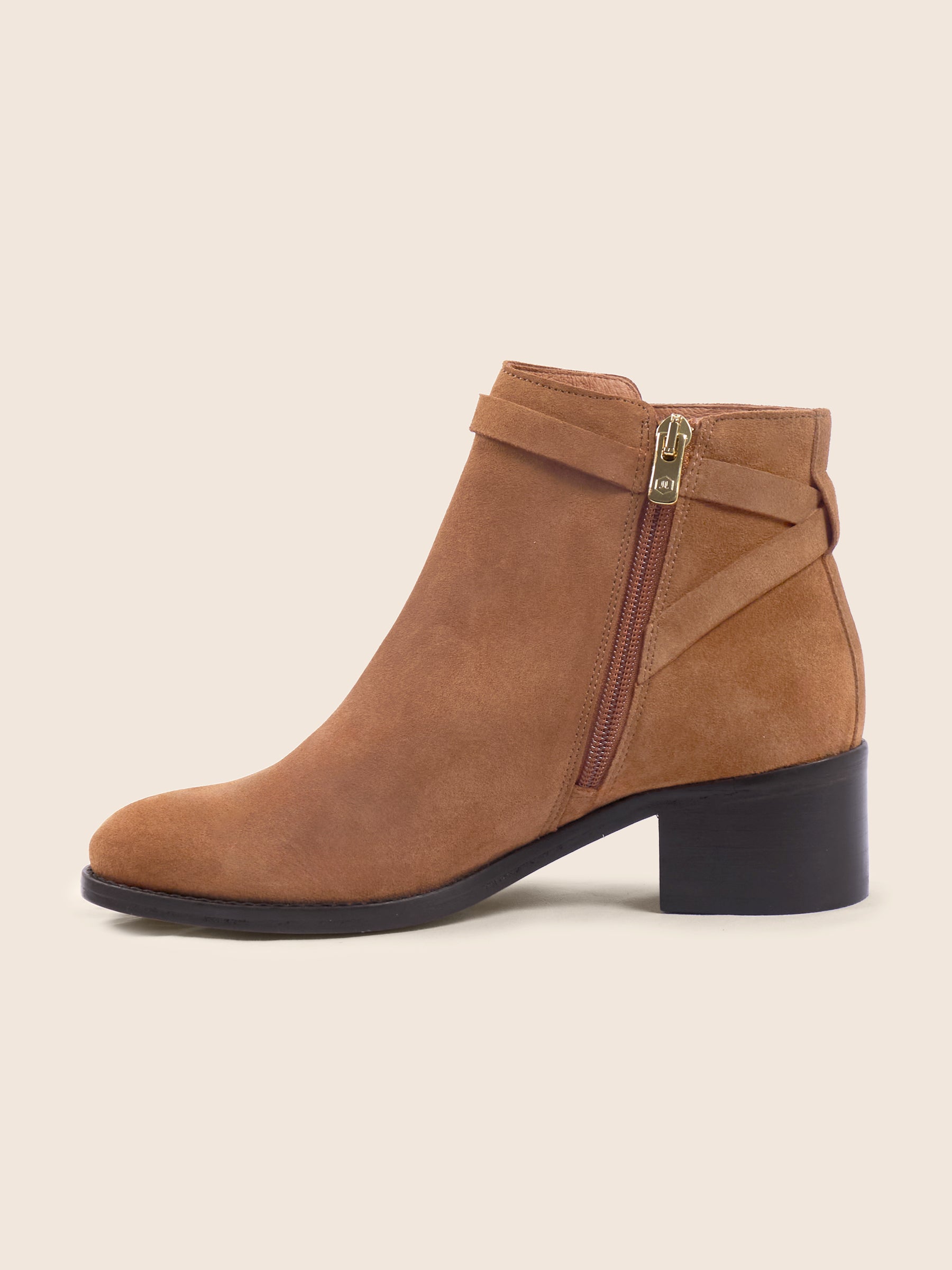 photo vue intérieure bottines cavalieres cuir daim camel jules jenn