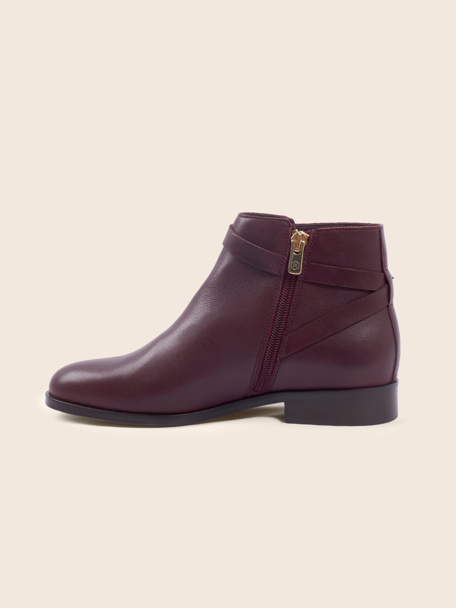 photo vue intérieure bottines cavalières plates cuir bordeaux jules jenn