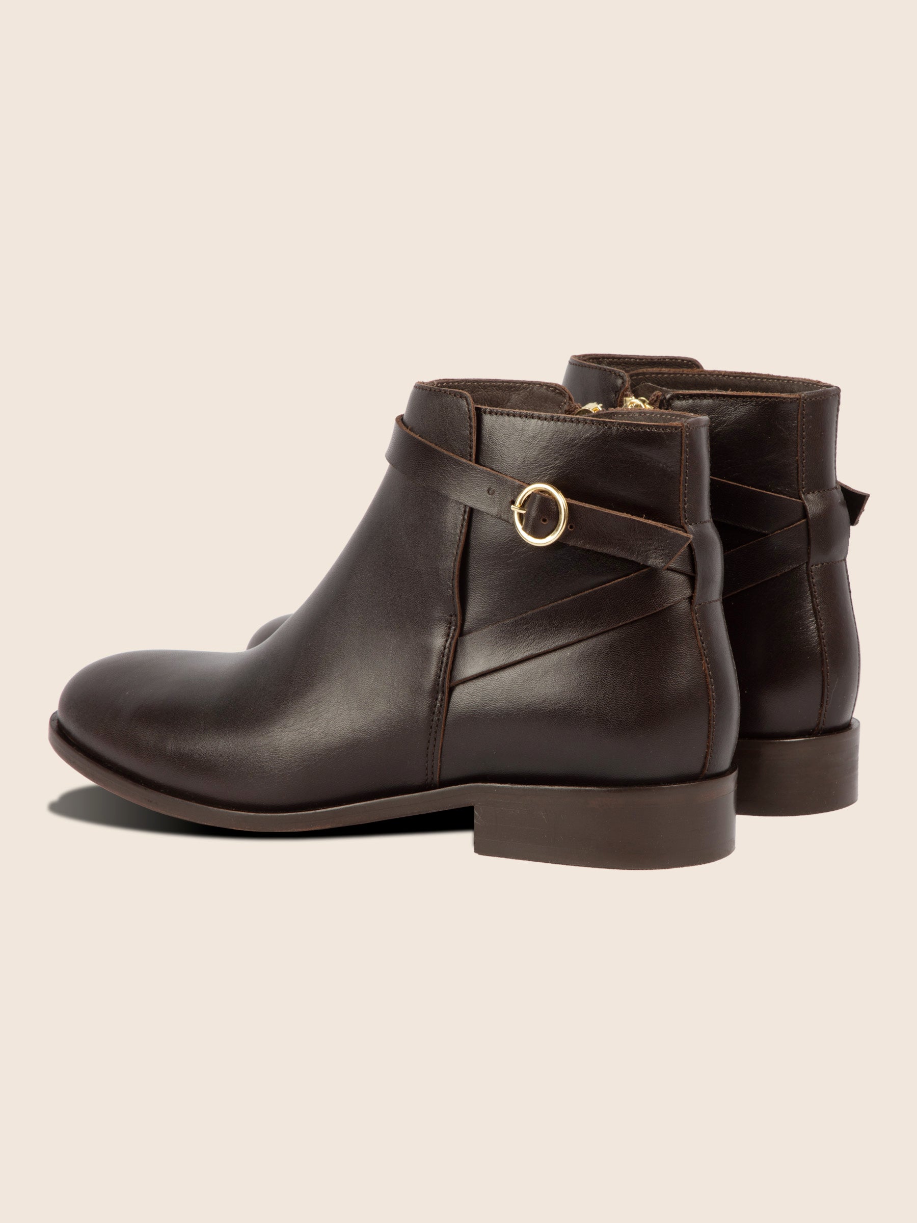 vue arrière bottines cavalières plates cuir marron jules jenn