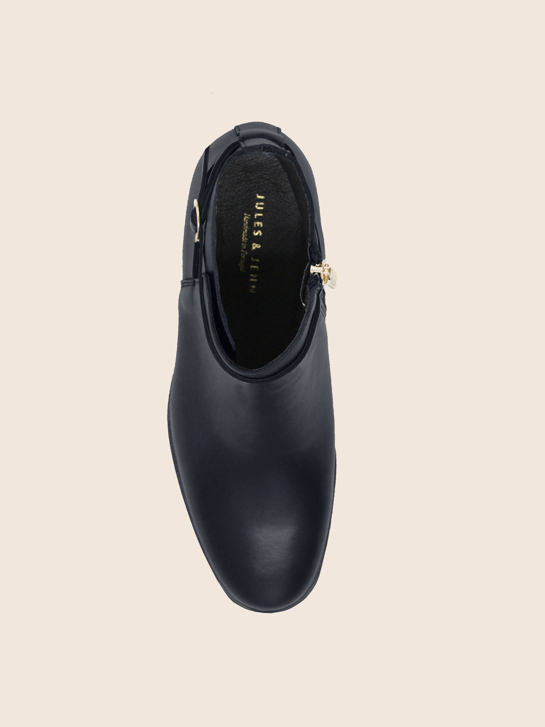 vue dessus bottines cavalieres plates cuir noir jules jenn