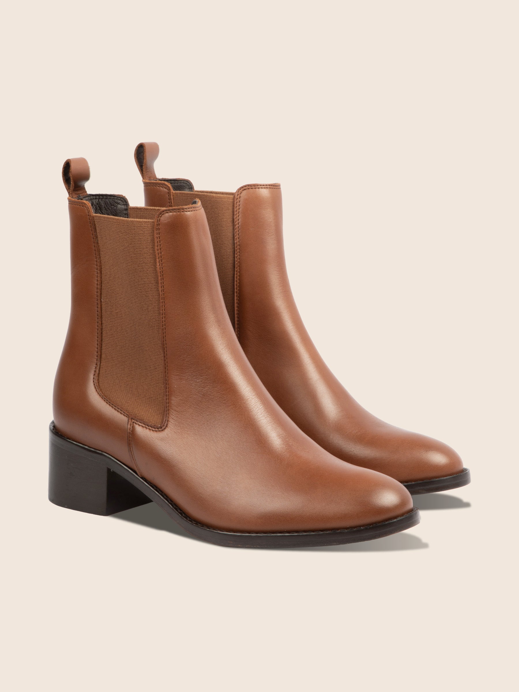 bottines talon chelsea cuir camel jules jenn