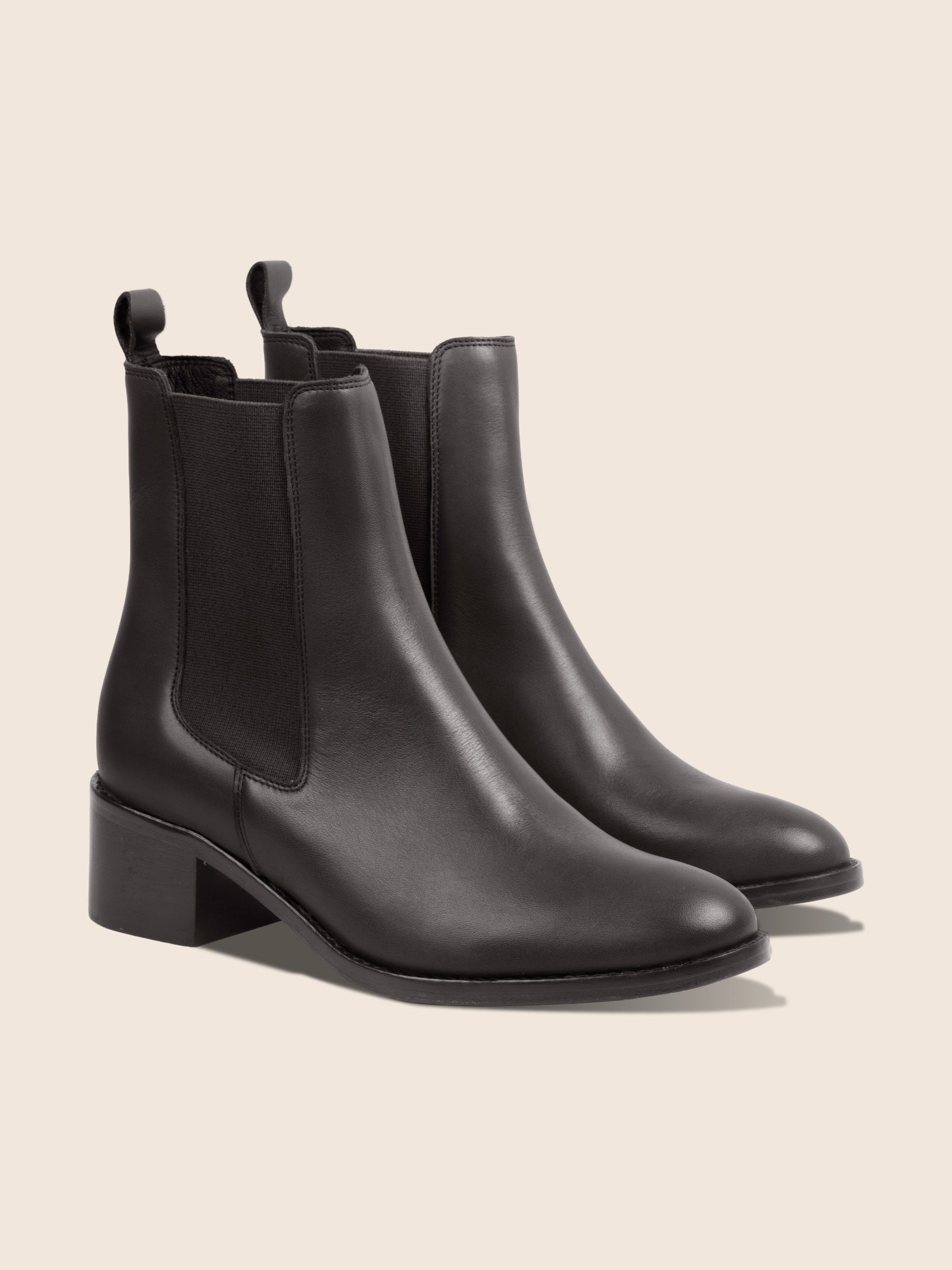 bottines talon chelsea cuir noir jules jenn