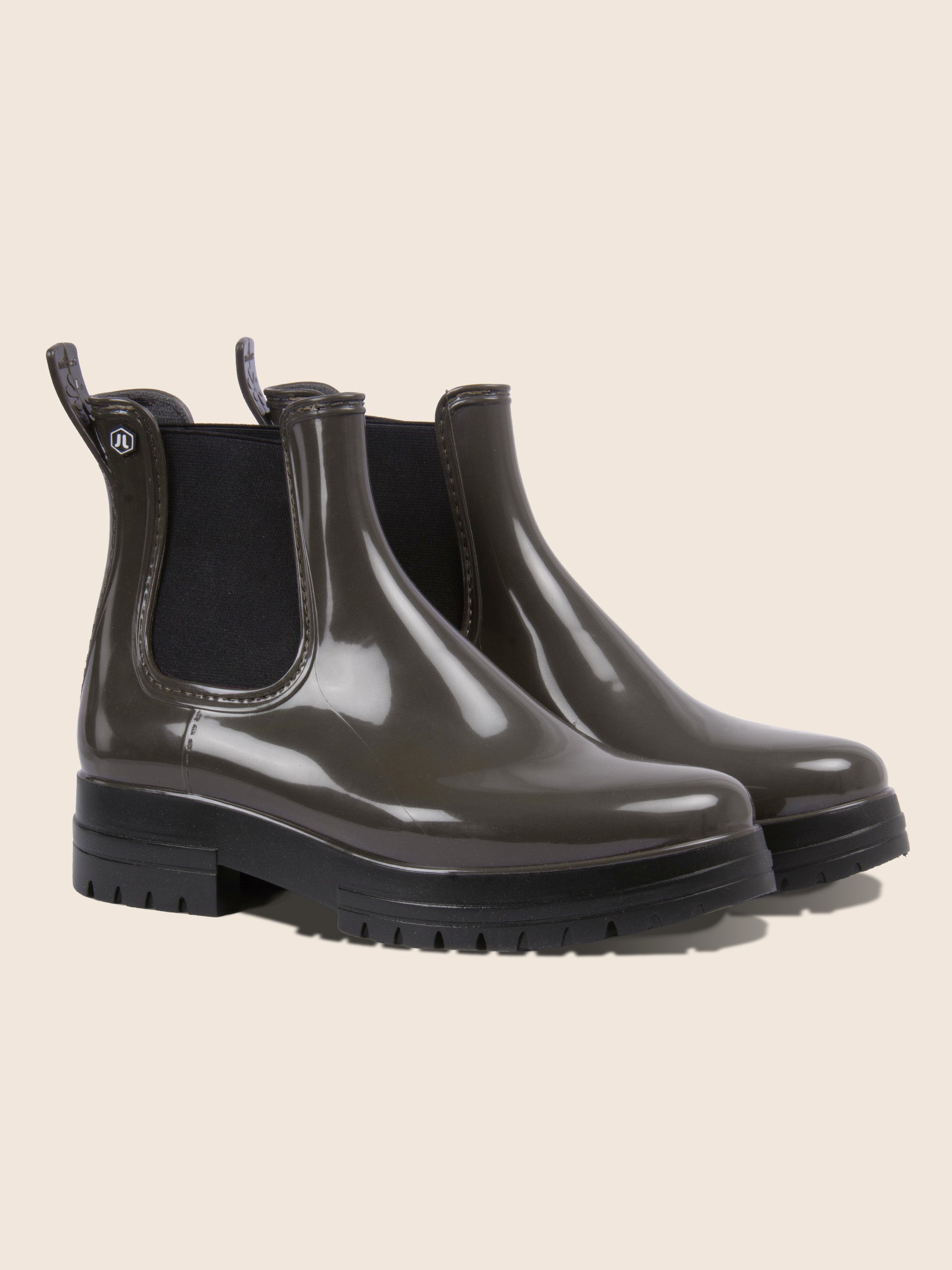 bottines de pluie crantées kaki et noir jules & jenn