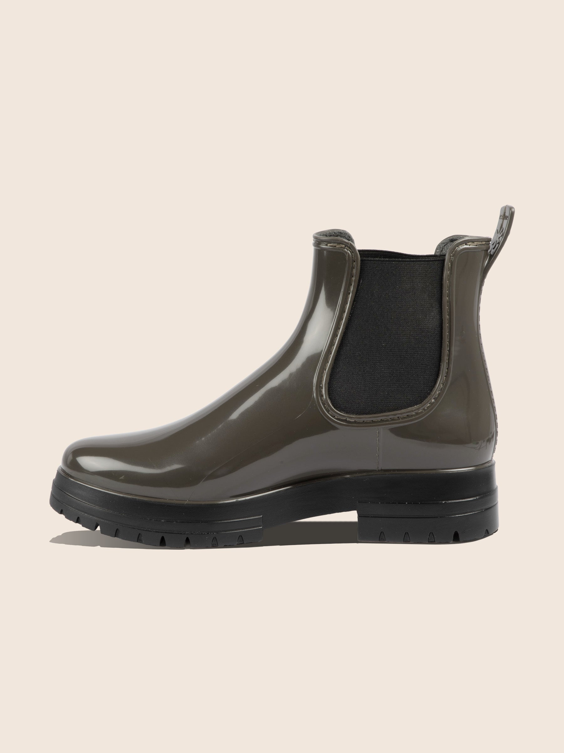 vue intérieur bottines de pluie crantées kaki et noir jules & jenn