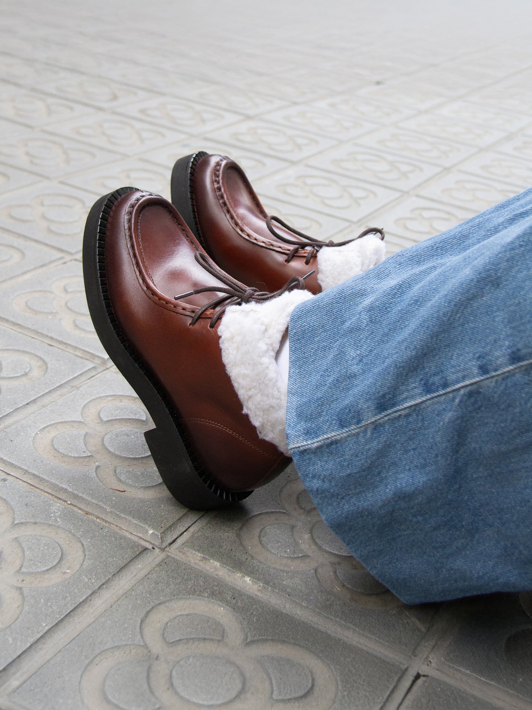 vue portée bottines fourrees basses cuir marron jules jenn