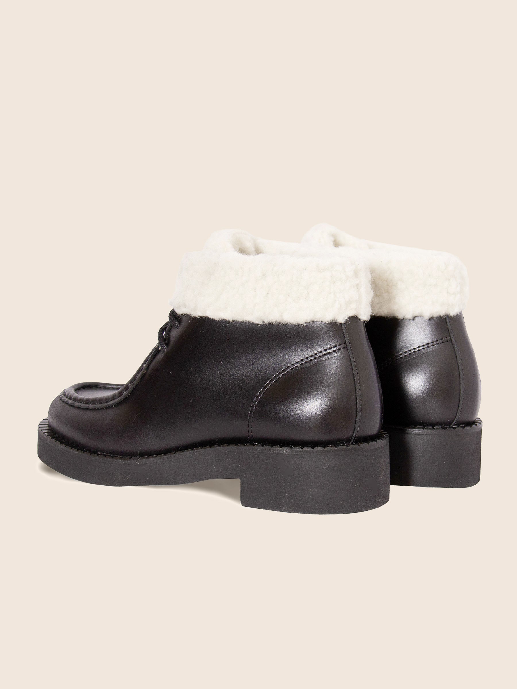 vue arriere bottines fourrees basses cuir noir jules jenn