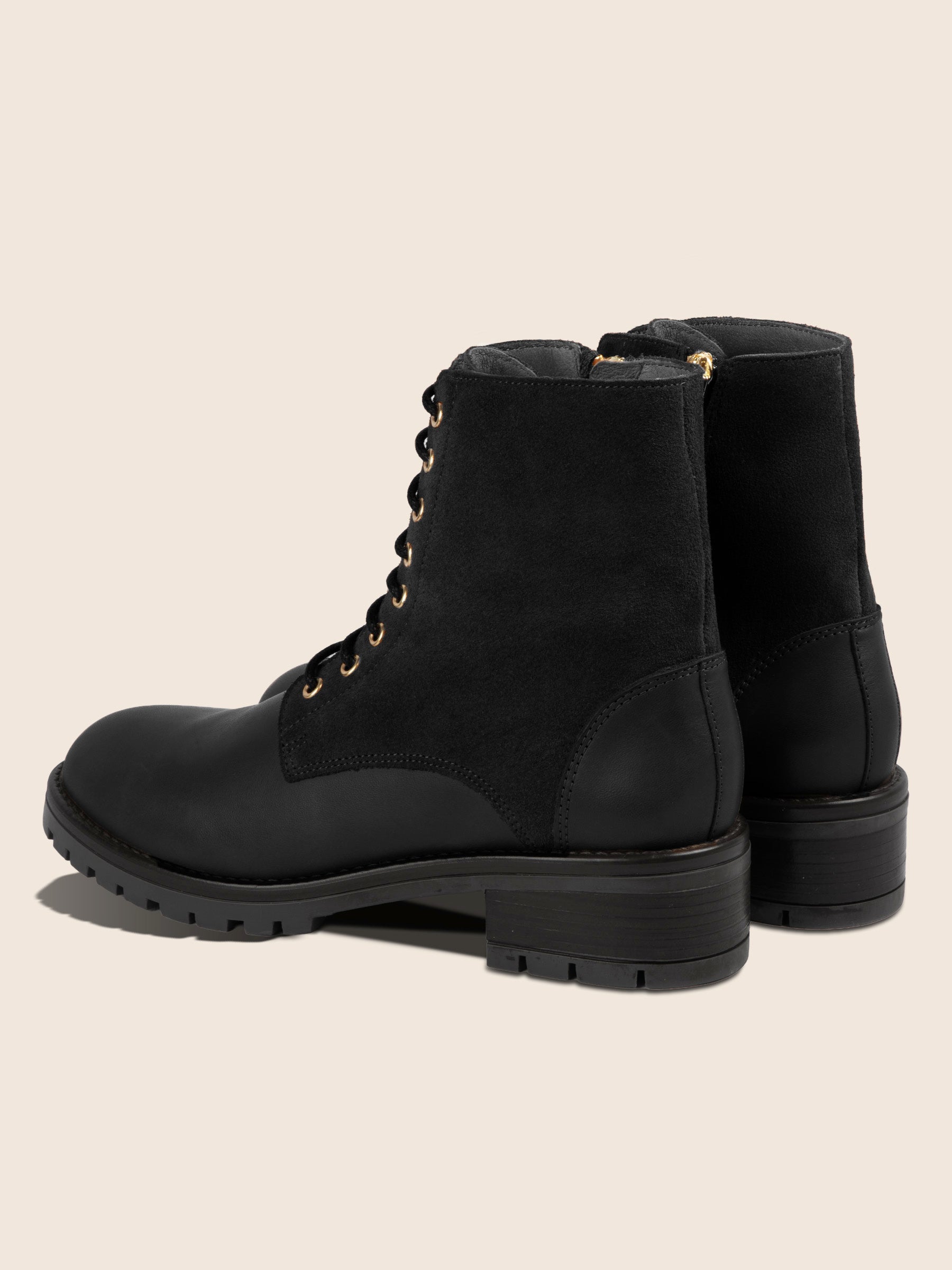 vue arrière bottines à lacet cuir noir jules&jenn