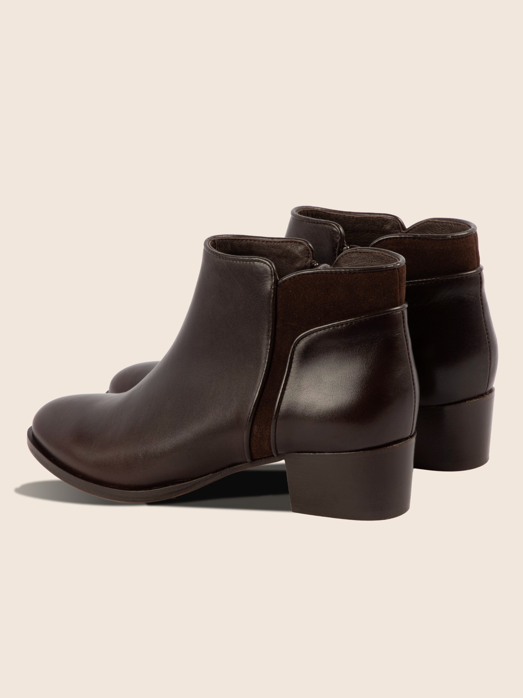 vue arrière bottines moyen talon cuir marron jules jenn
